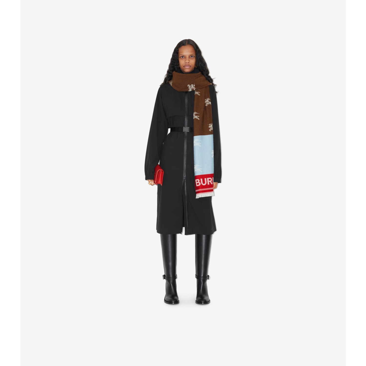 EKD Wool Jacquard Scarf in Dark Birch Brown | Burberry® Official