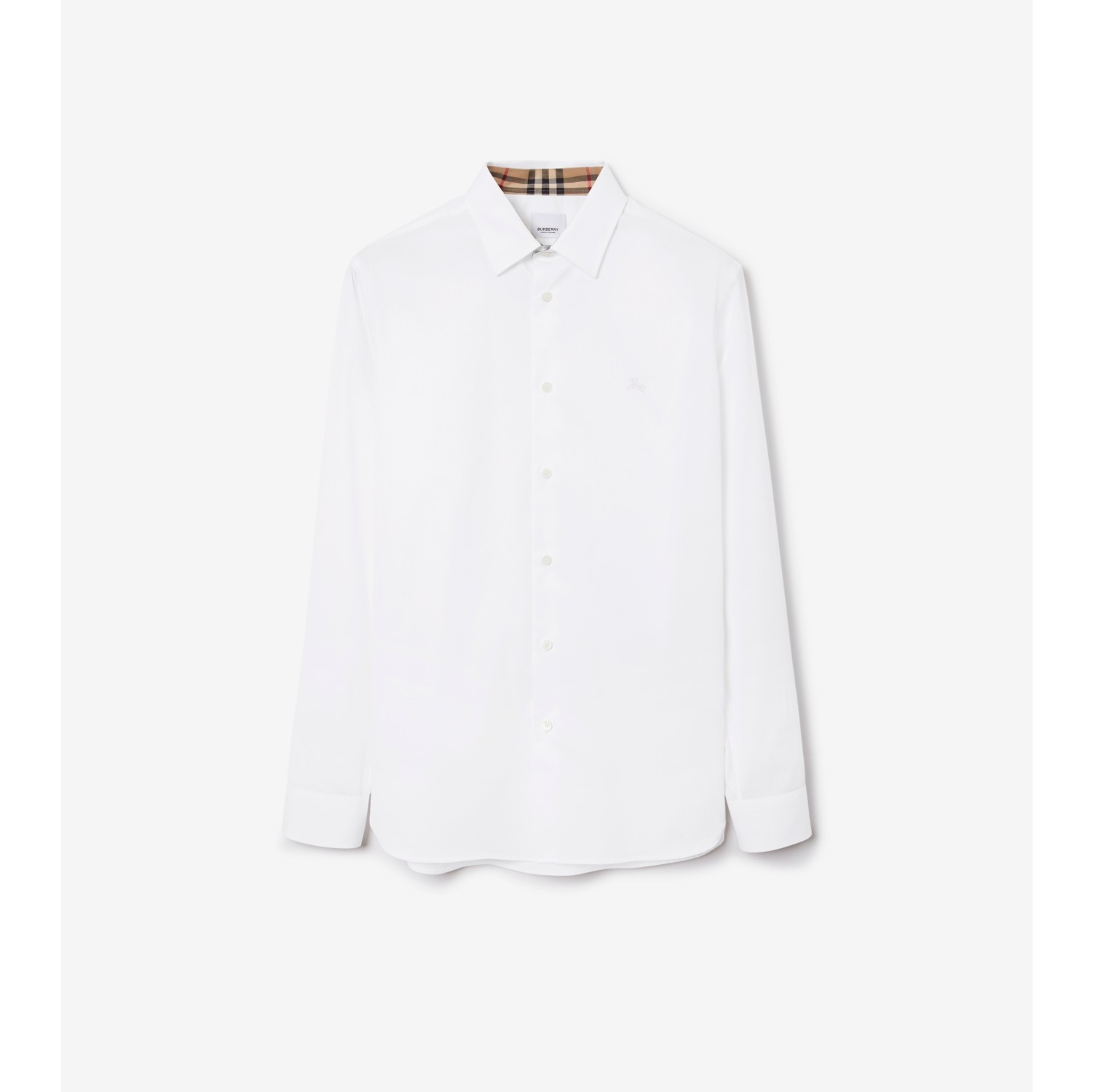 Stretch Cotton Shirt in White Men Burberry Official