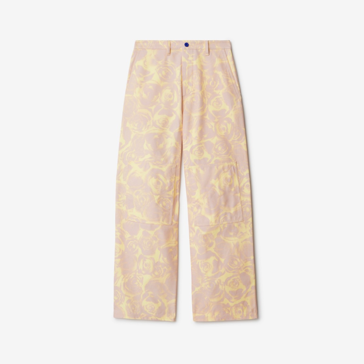 Shop Burberry Rose Cotton Trousers In Cameo