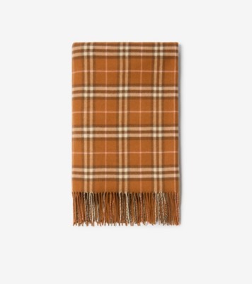 Check Cashmere Blanket in Squash orange | Burberry® Official