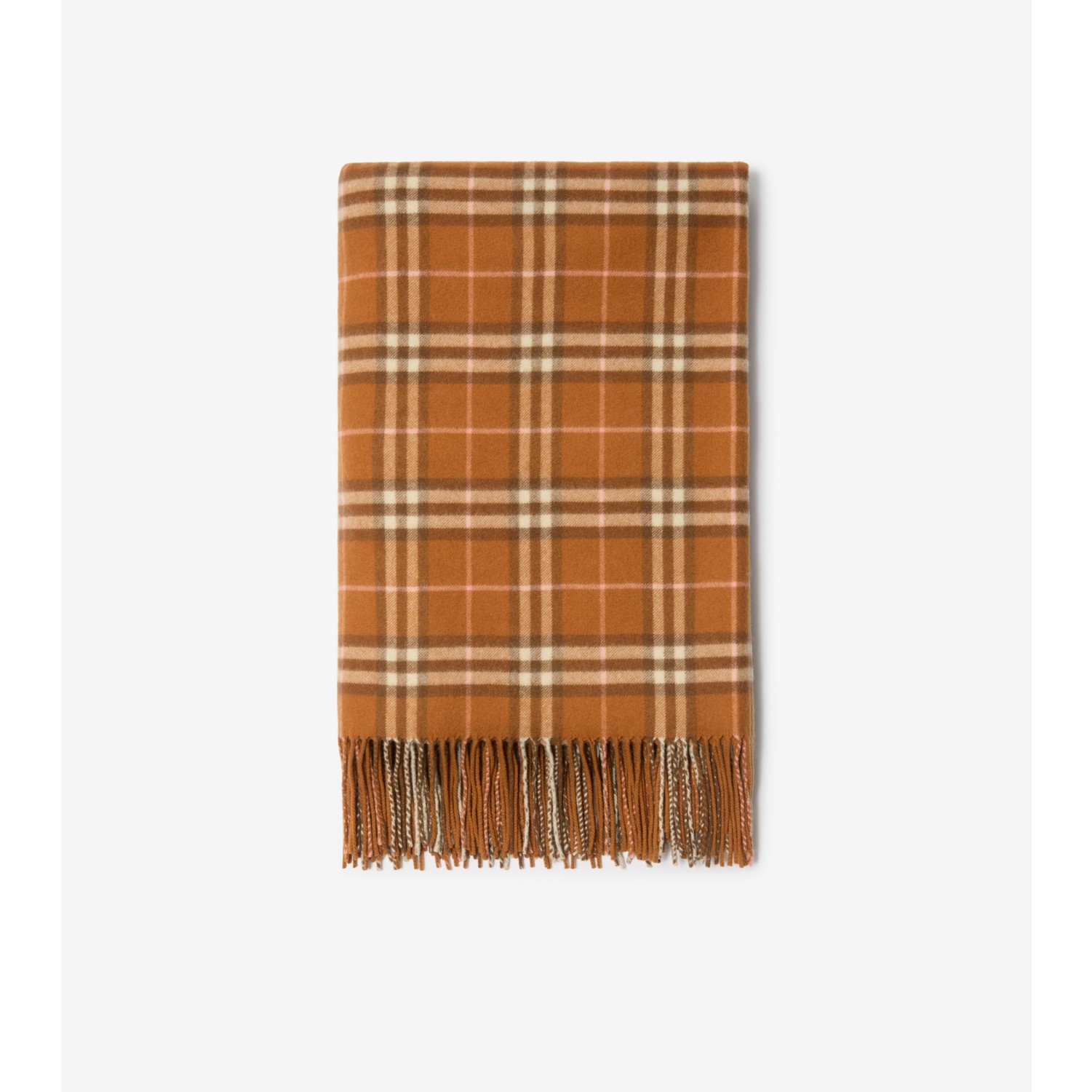 Check Cashmere Blanket in Squash orange | Burberry® Official