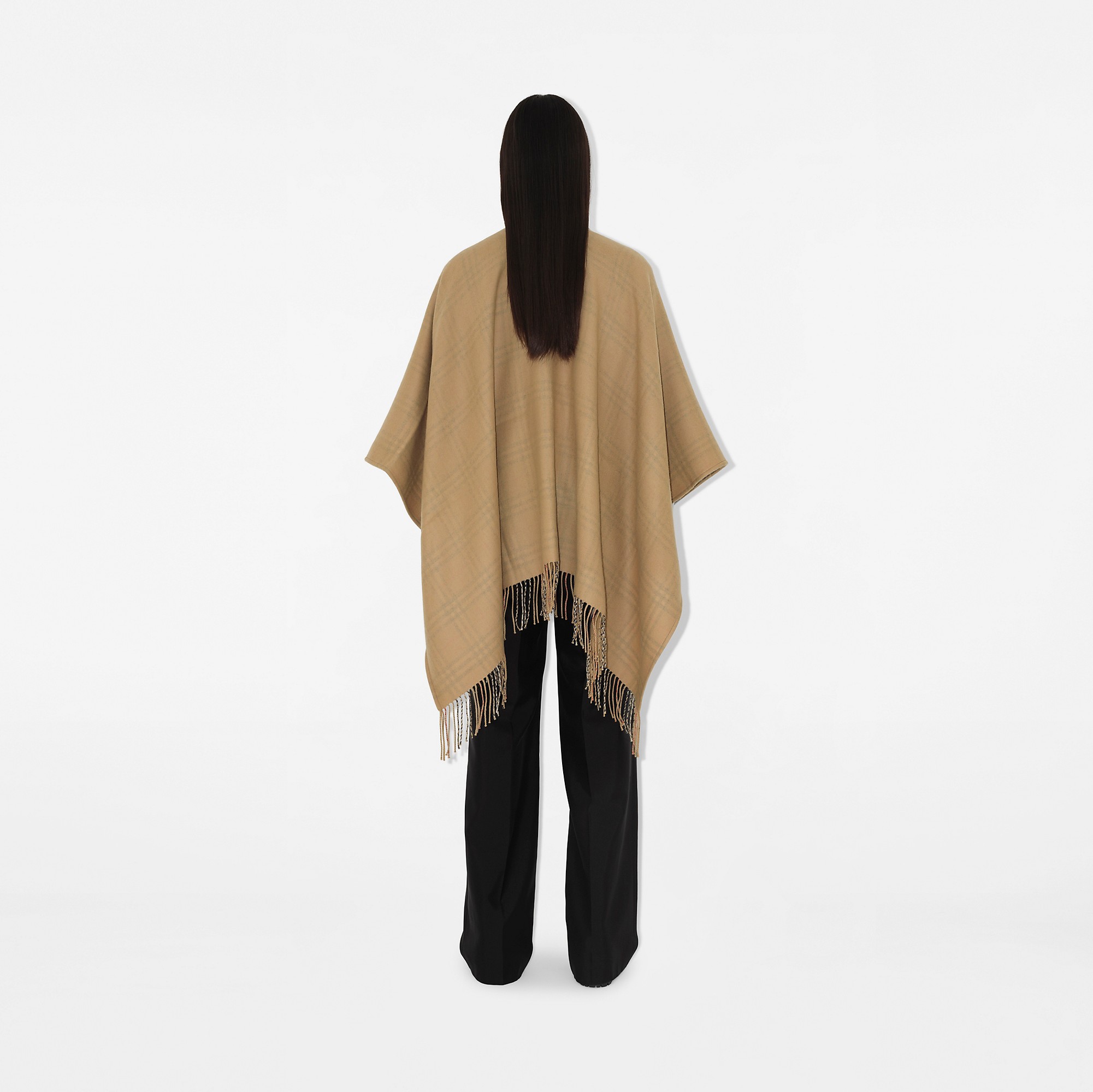 Reversible Check Wool Cape in Archive beige | Burberry® Official Reversible Check Wool Cape in Archive beige | Burberry® Official