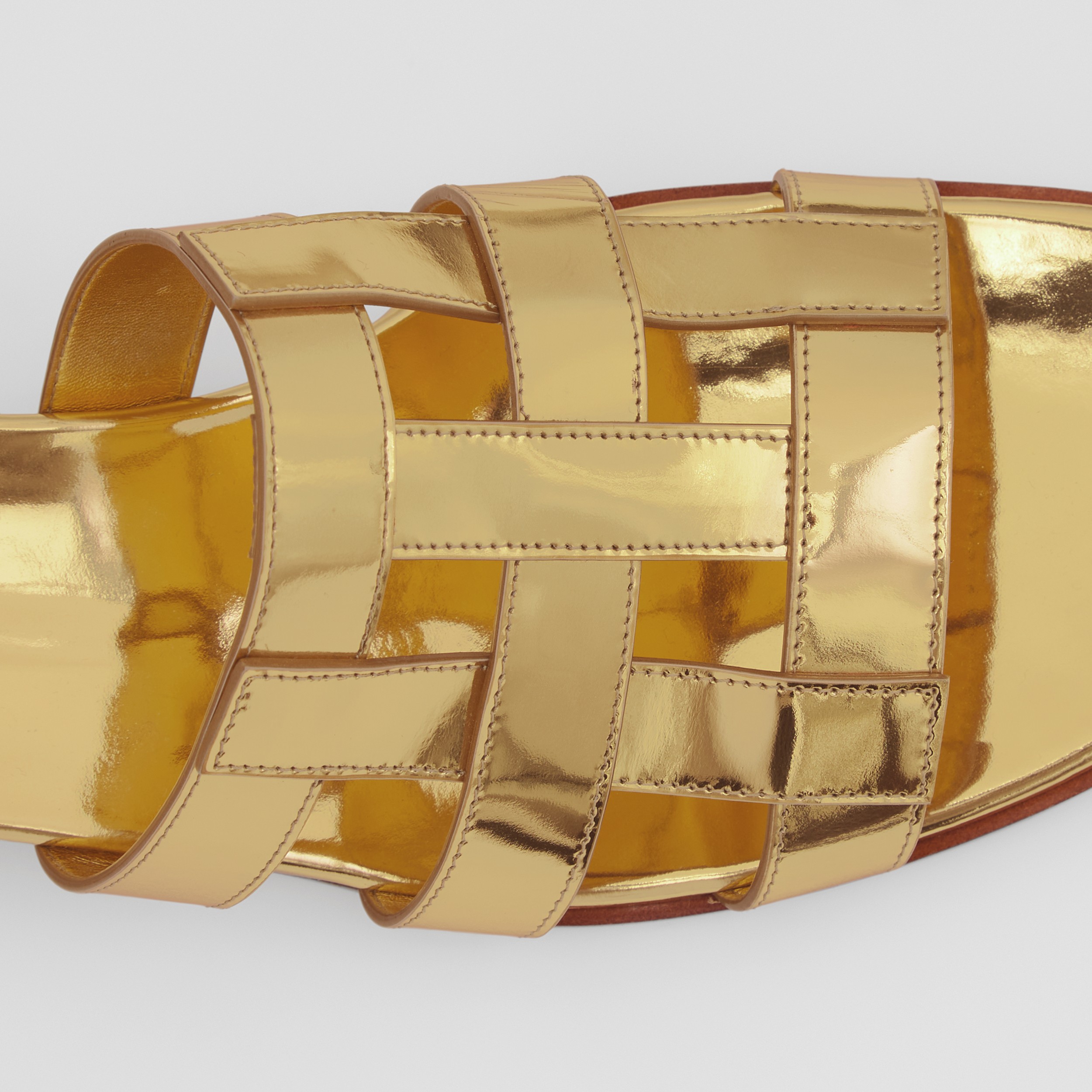 Metallic Leather Sandals in Gold - Women | Burberry® Official - 2