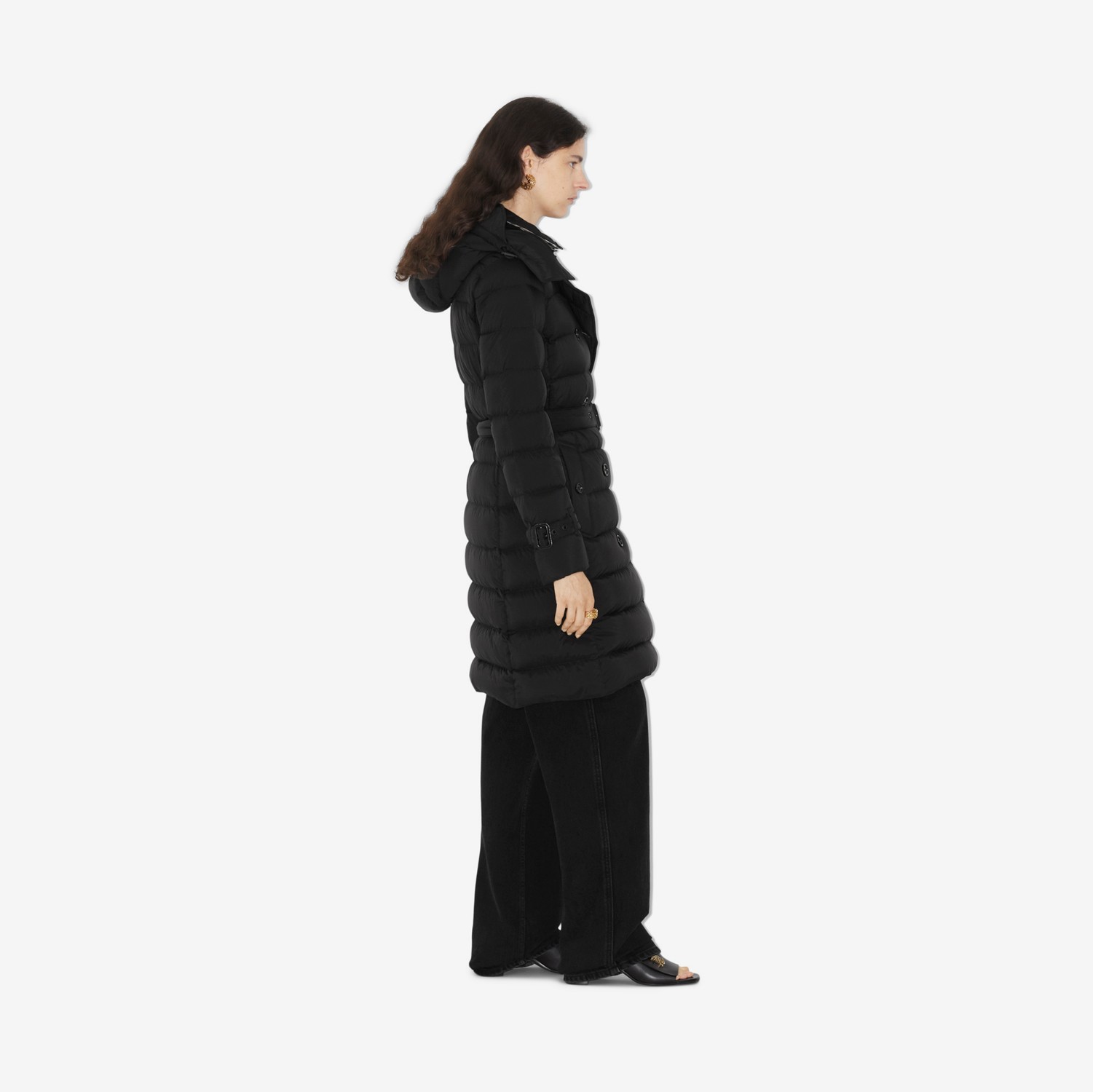 Casaco acolchoado com capuz em nylon (Preto) - Mulheres | Burberry® oficial
