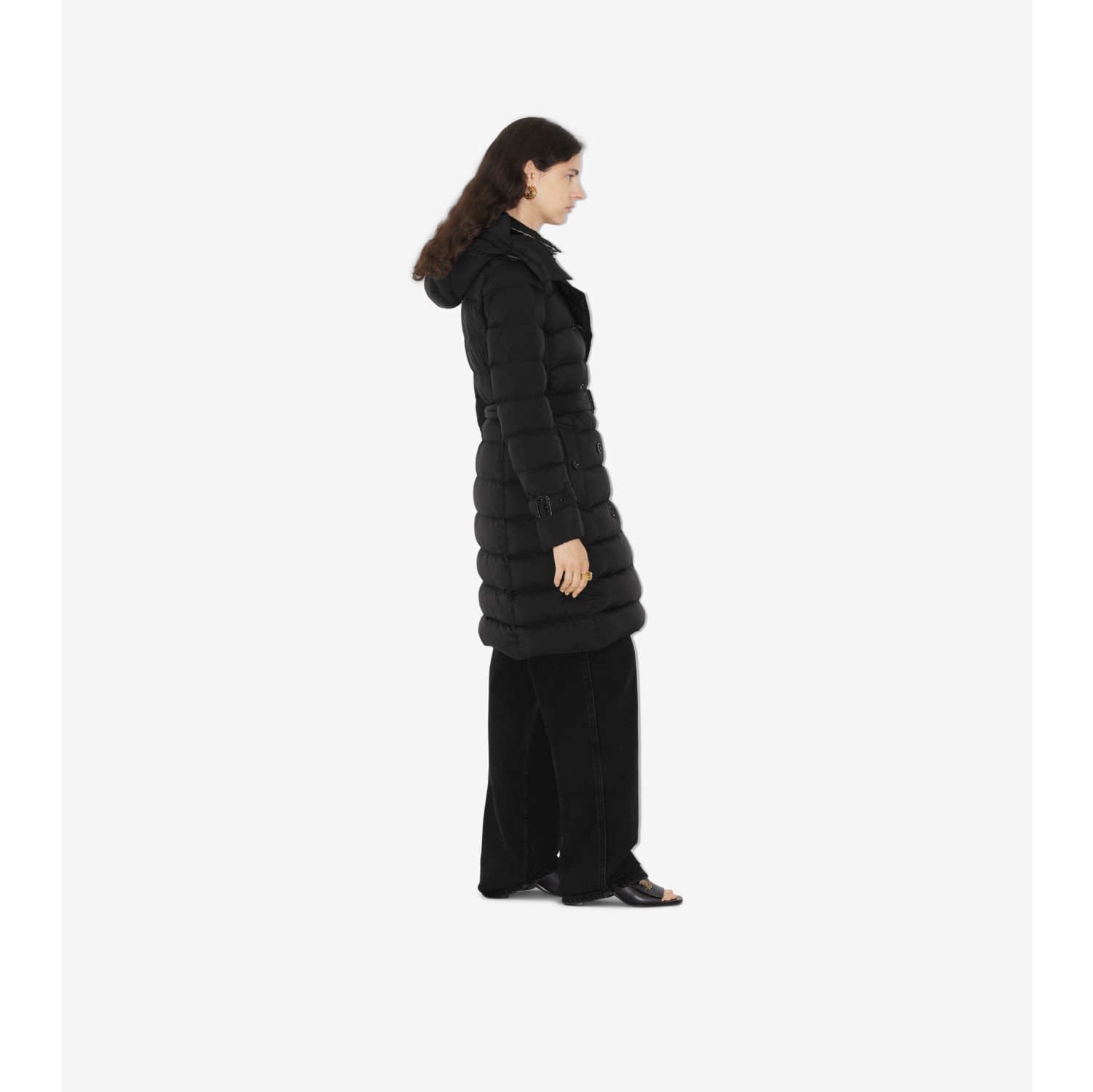 Black STARTK2RS recycled-nylon padded longline coat