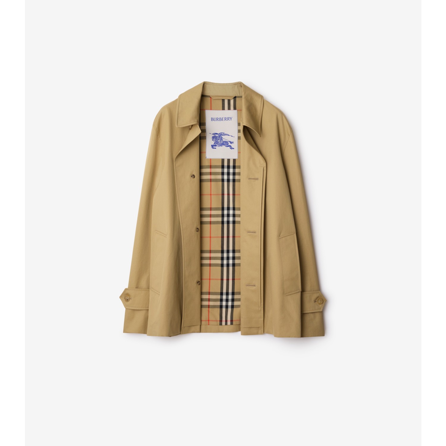 Car coat curto de gabardine