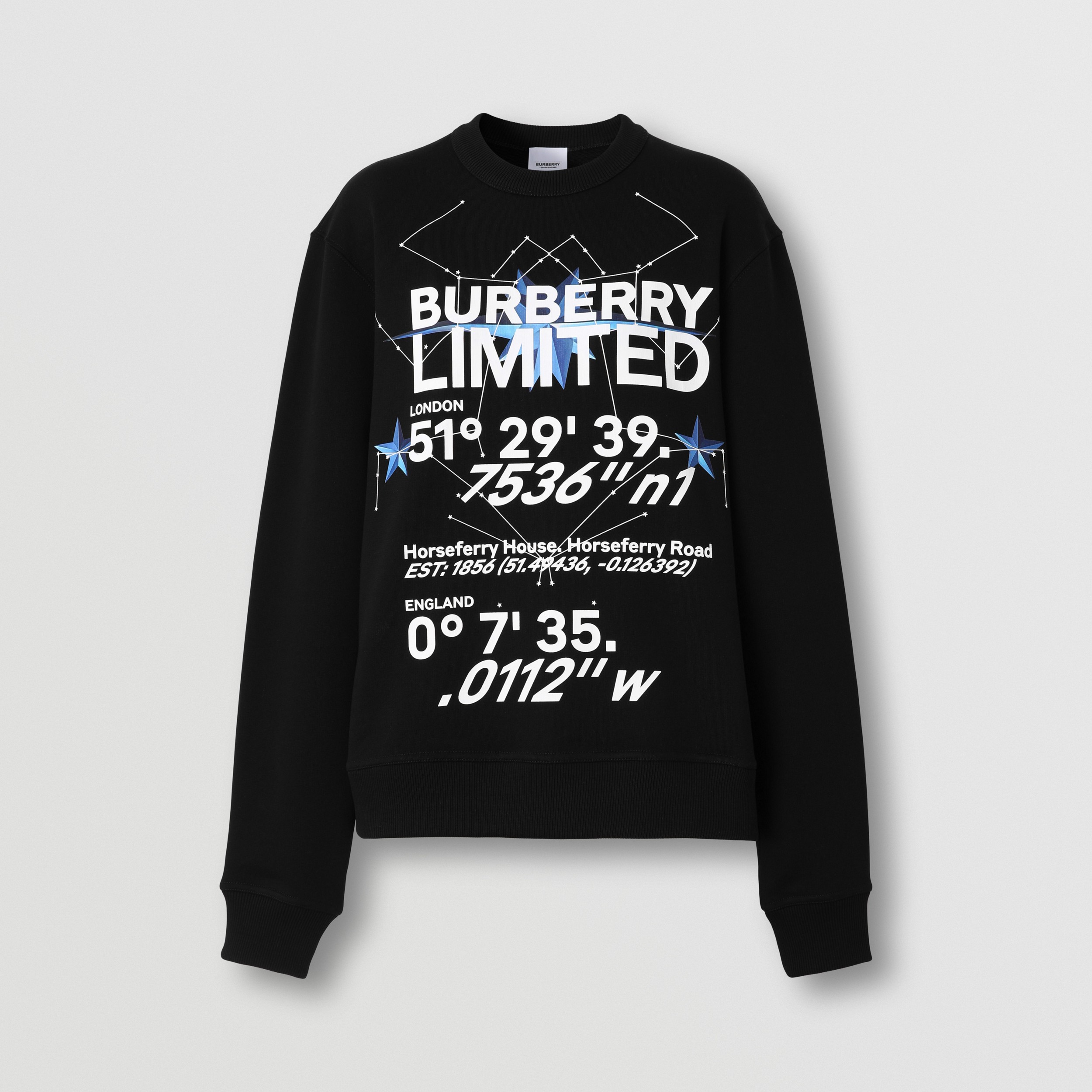 Constellations Print Cotton Sweatshirt in Black - Women | Burberry® Official - 4