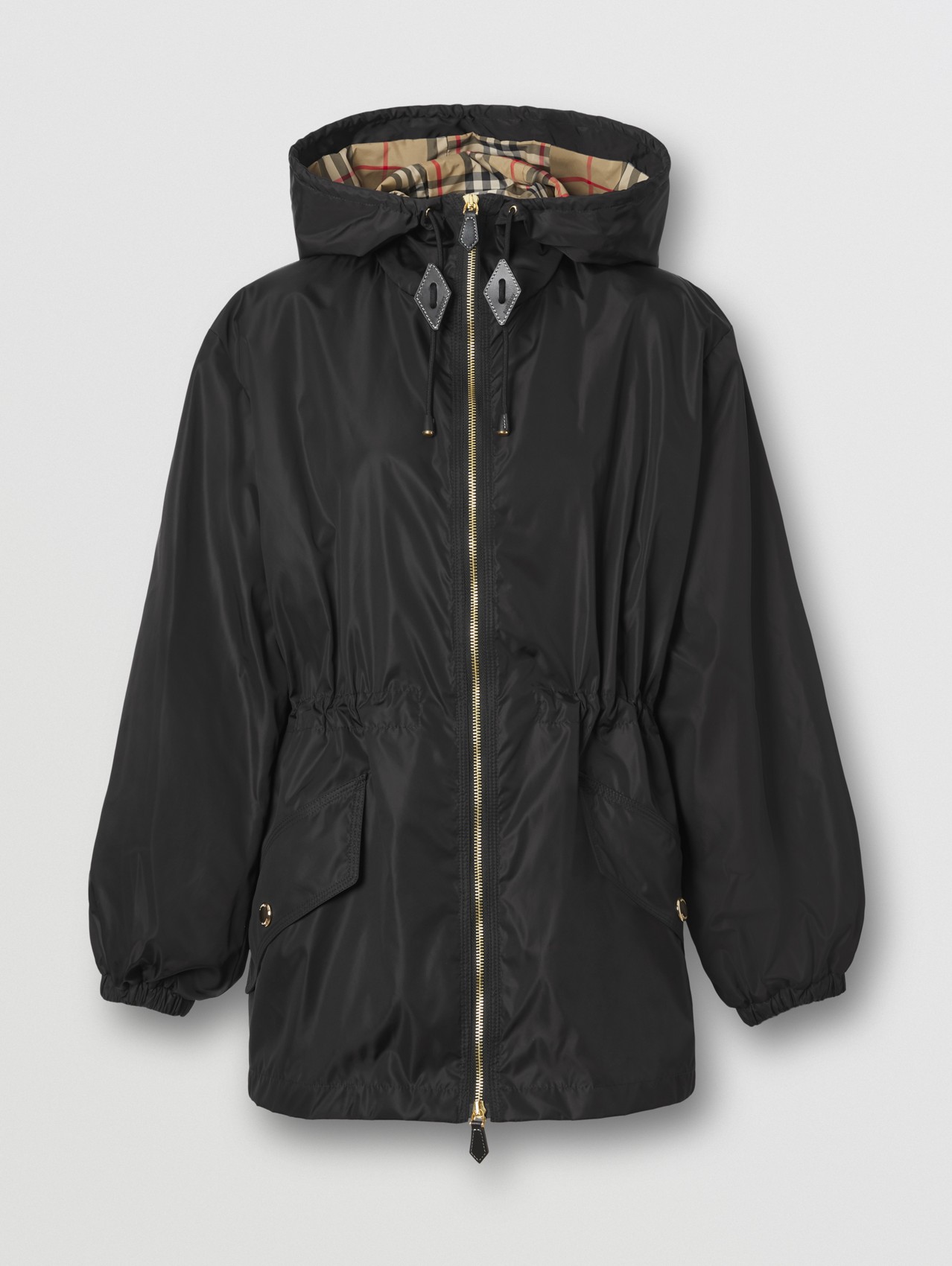 Nylon Lightweight Hooded Jacket in Black