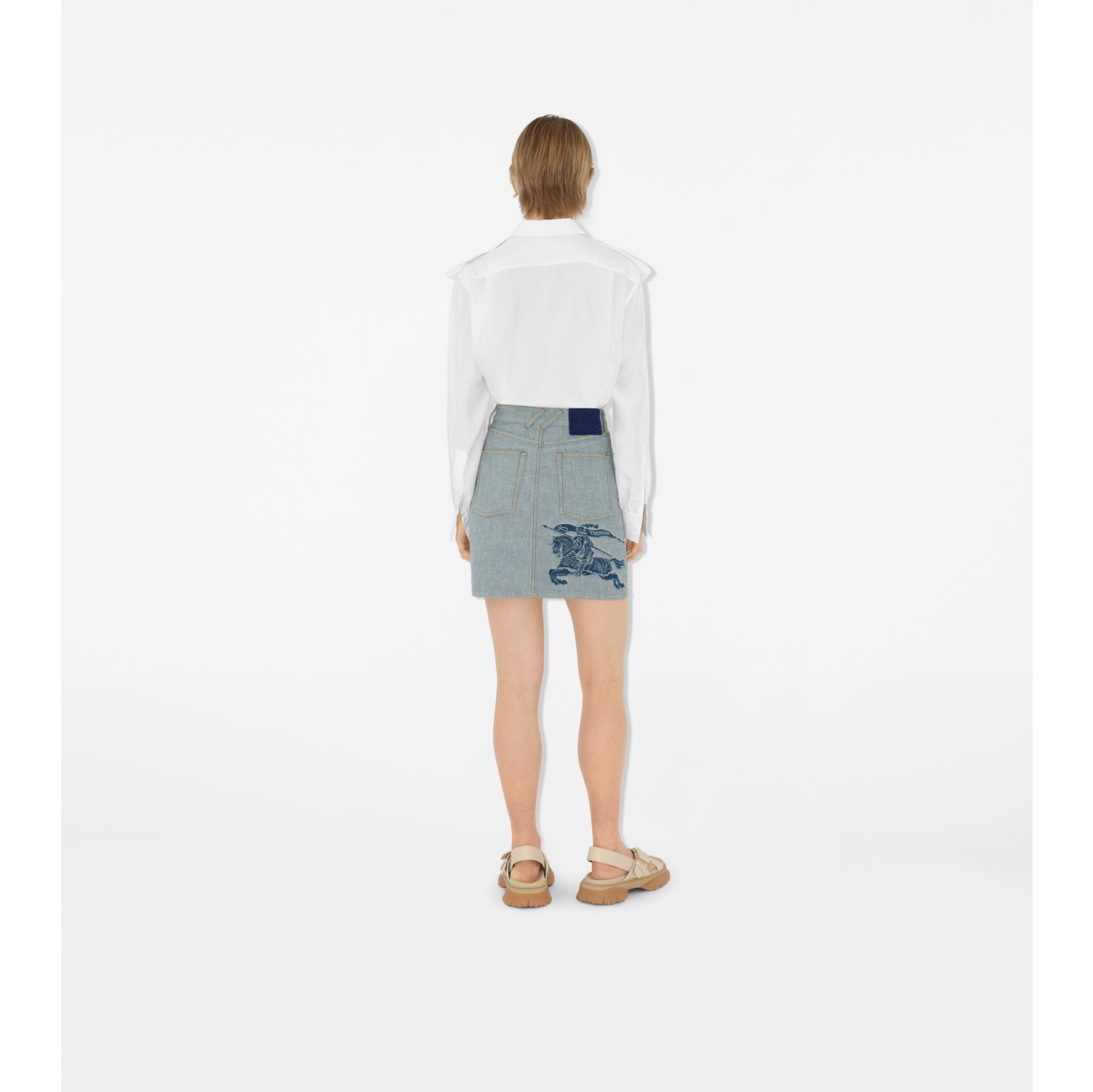 EKD Denim Skirt in Denim blue - Women, Cotton | Burberry® Official