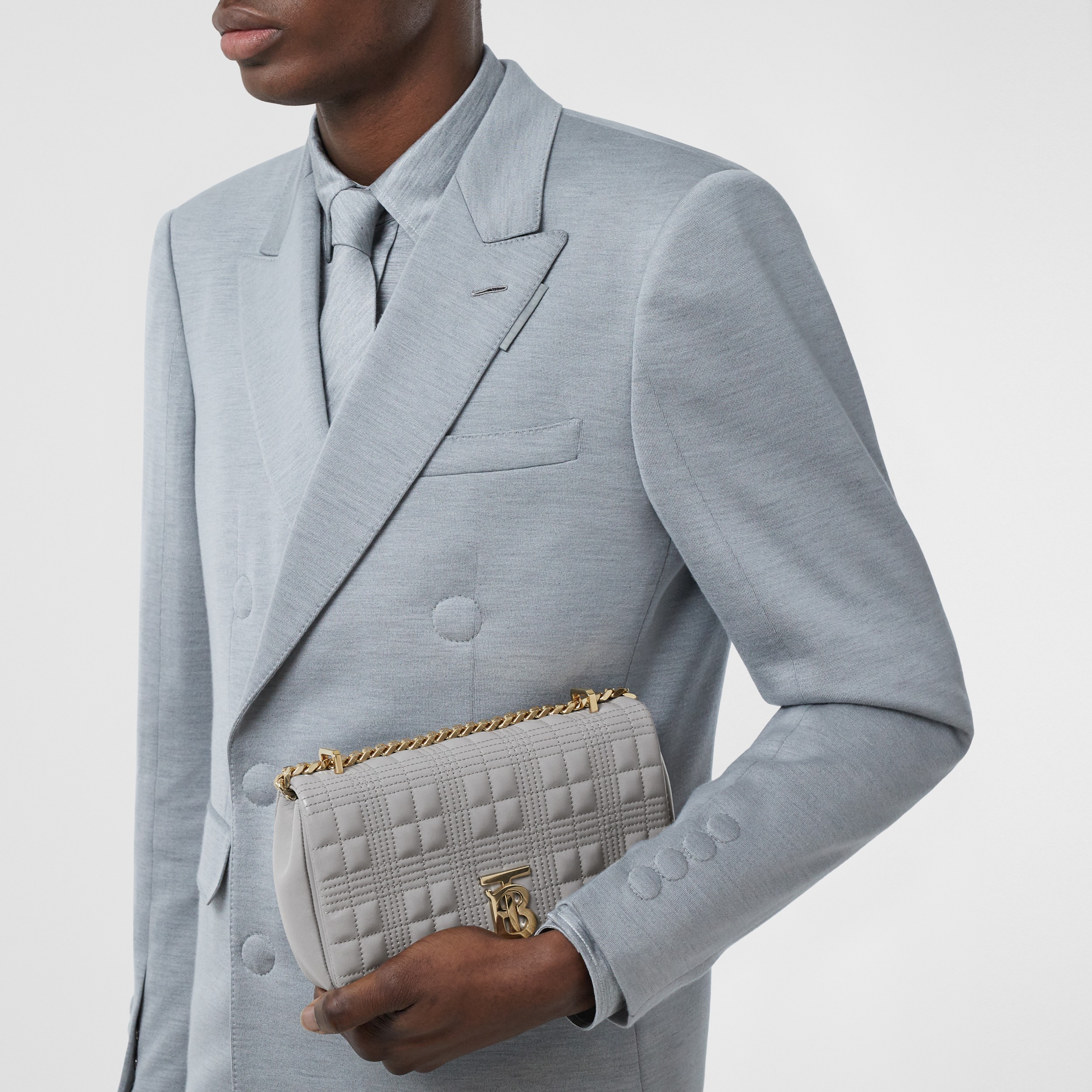 Small Quilted Lambskin Lola Bag in Cloud Grey | Burberry® Official - 4