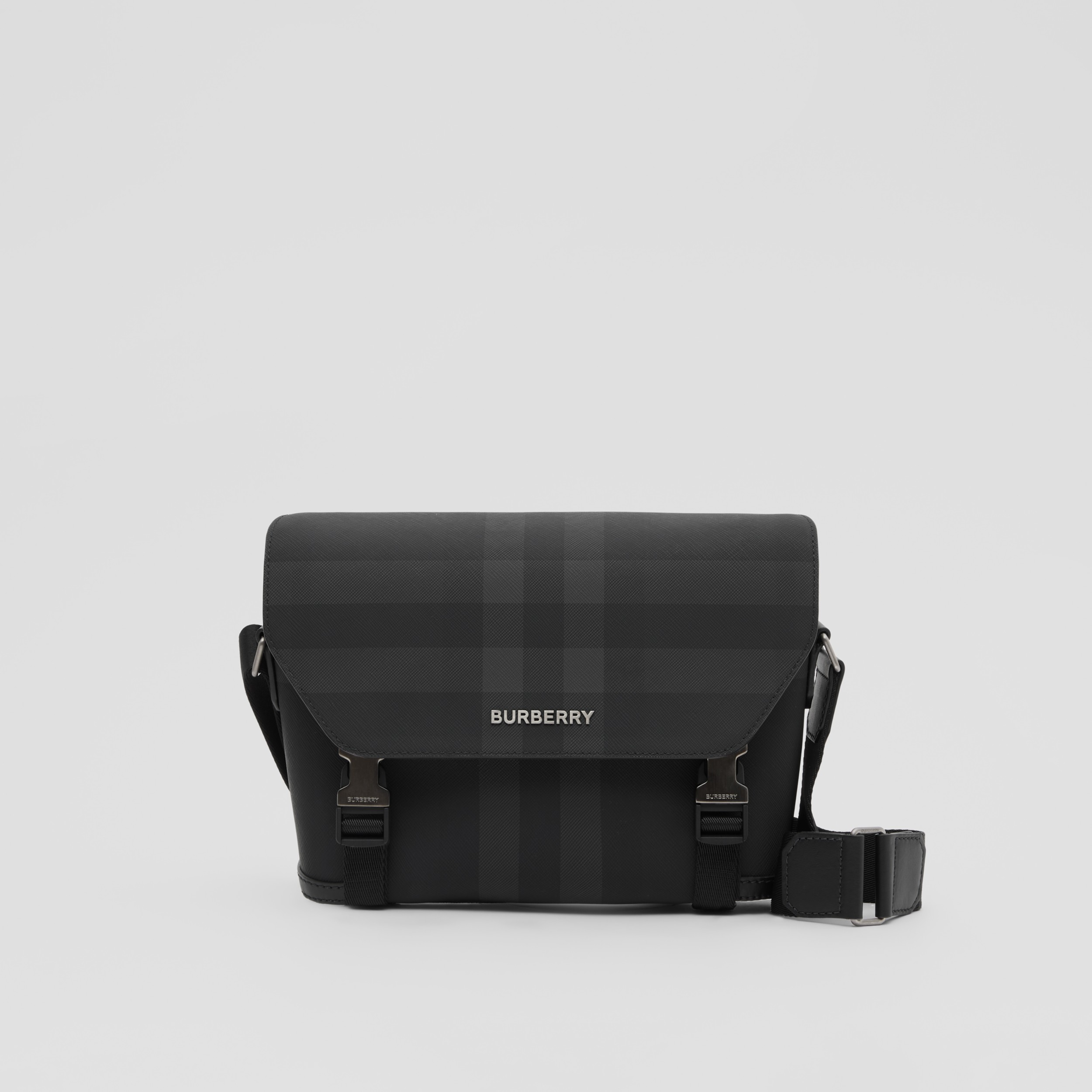 Charcoal Check and Leather Small Messenger Bag Burberry® Official