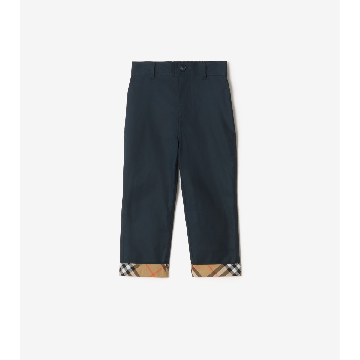  Check Turn-up Cotton Trousers
