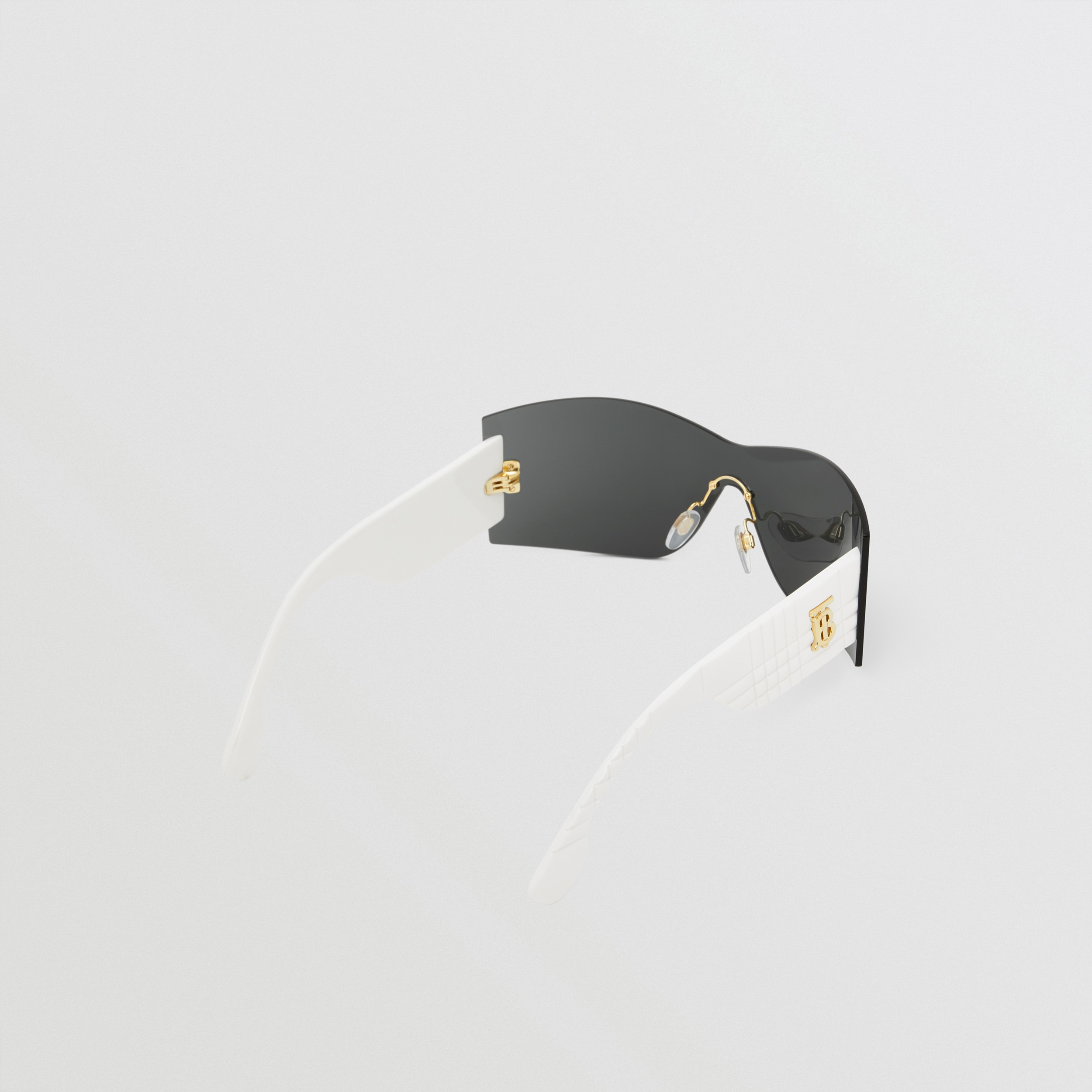 Monogram Motif Rectangular Shield Lola Sunglasses in White/dark Grey - Women | Burberry® Official - 4