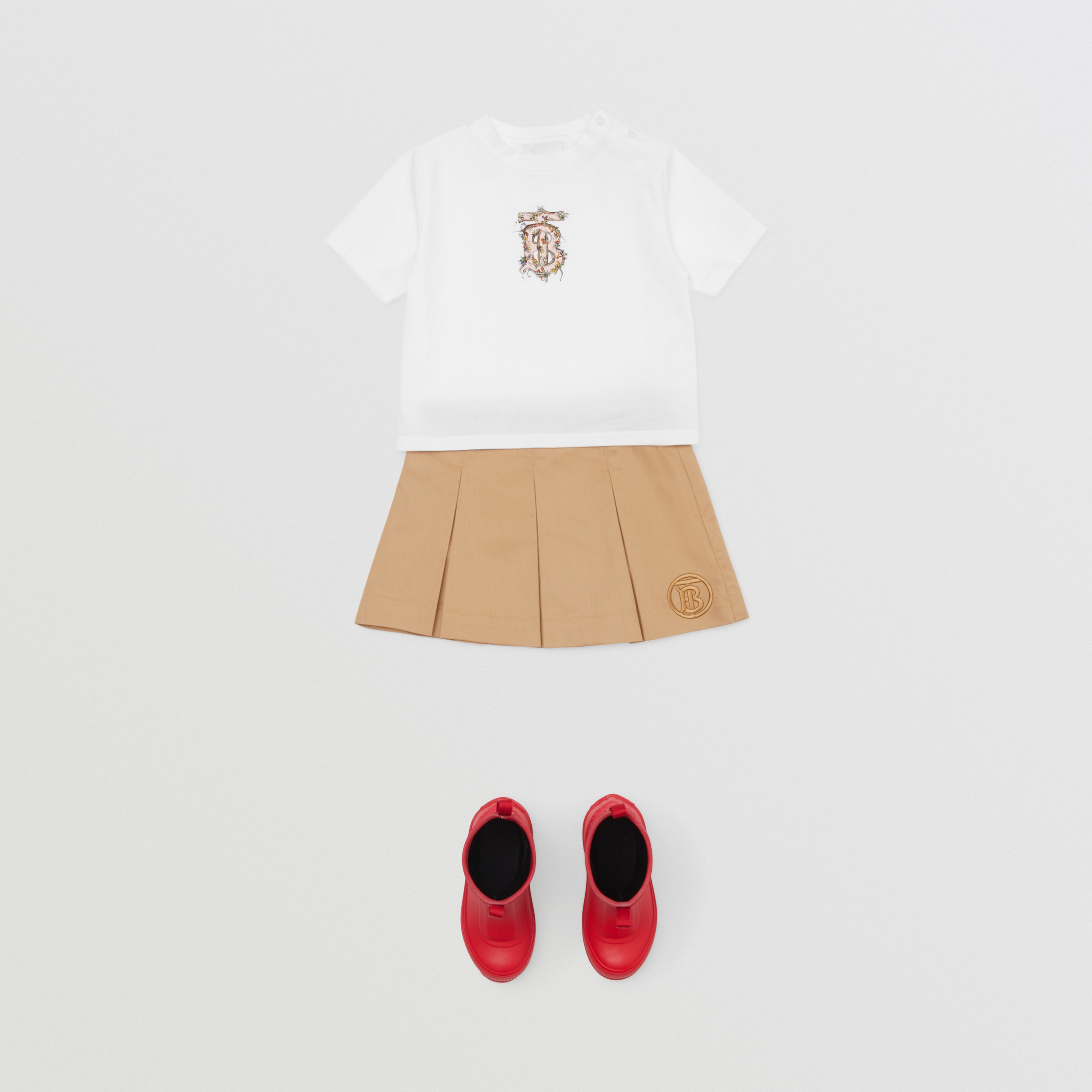 Monogram Motif Cotton T-shirt in White - Children | Burberry® Official - 3
