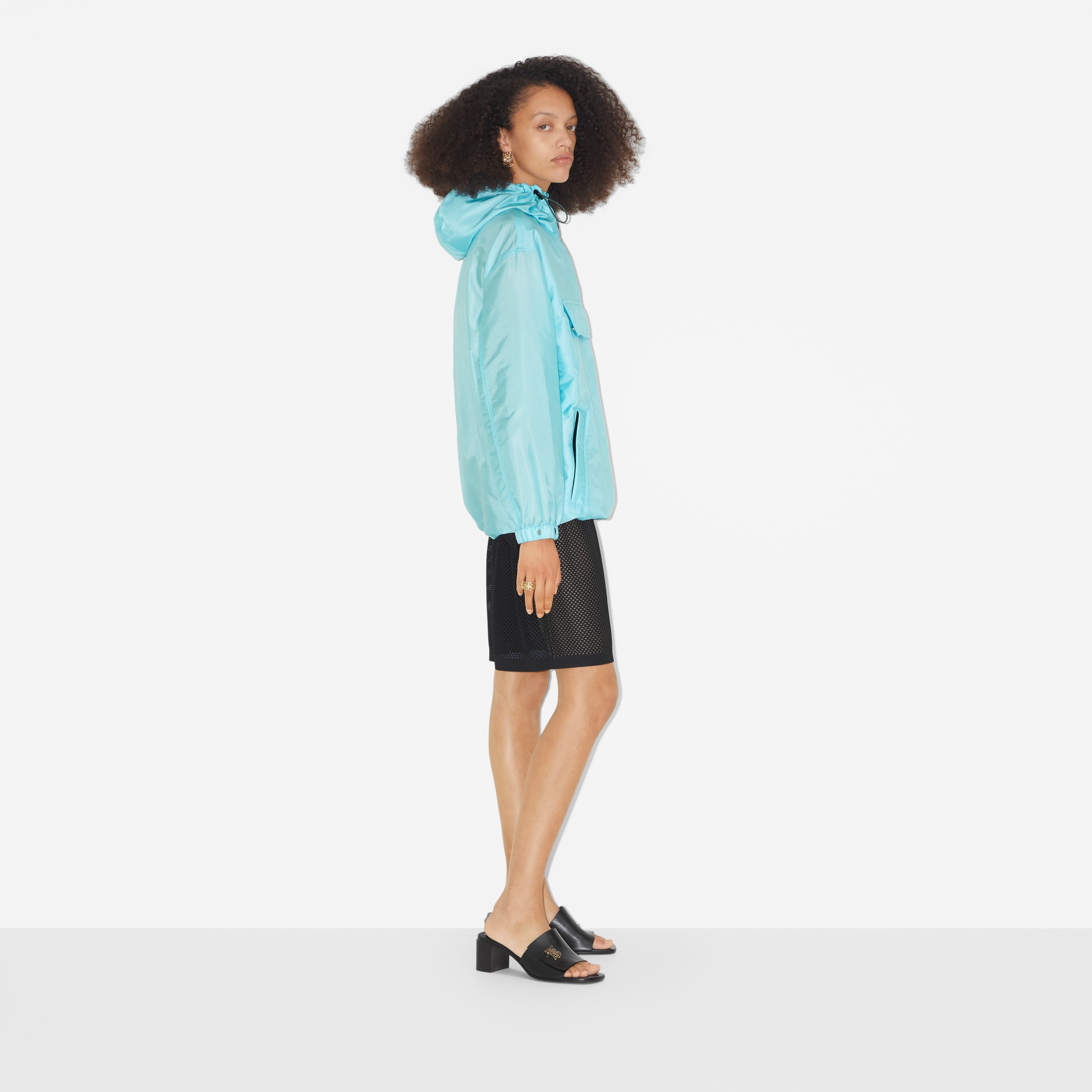 EKD Appliqué Nylon Oversized Jacket in Bright Topaz Blue - Women | Burberry® Official - 3