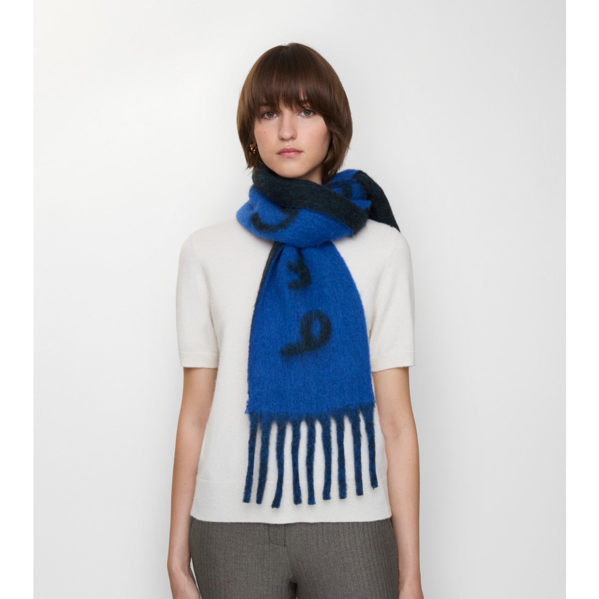  Reversible Logo Alpaca Wool Blend Scarf