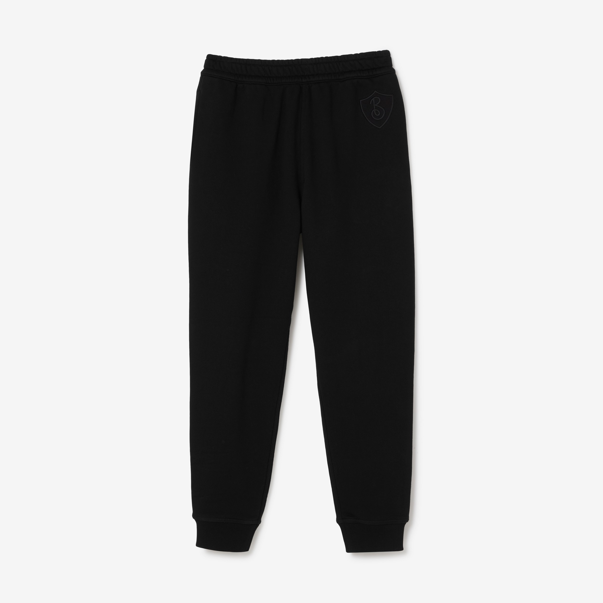 Embroidered Letter Motif Cotton Jogging Pants in Black - Women | Burberry® Official - 1