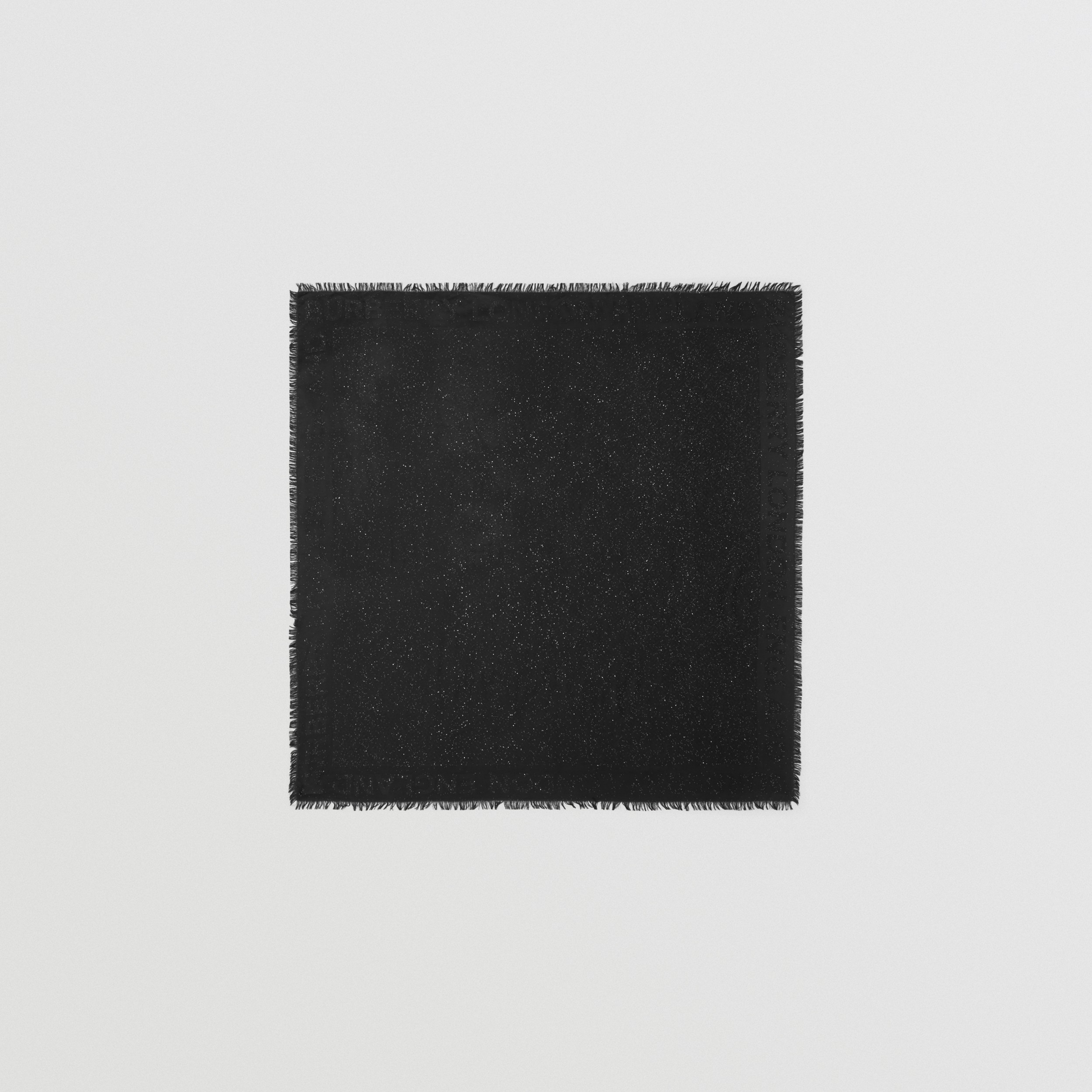 专属标识亮片丝毛混纺提花围巾 (黑色) | Burberry® 博柏利官网 - 1