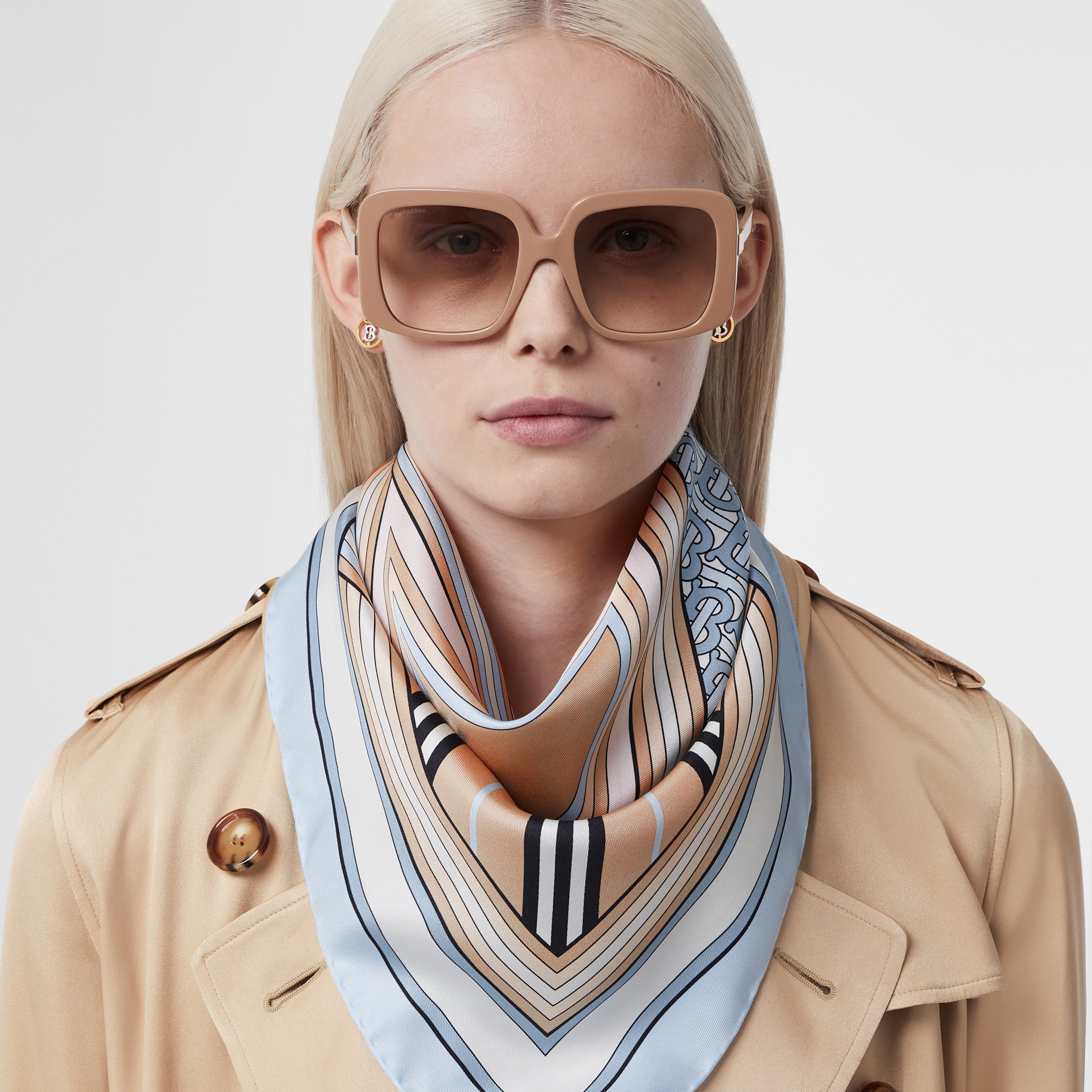 Montage Print Silk Square Scarf in Pale Blue/pistachio | Burberry® Official - 3