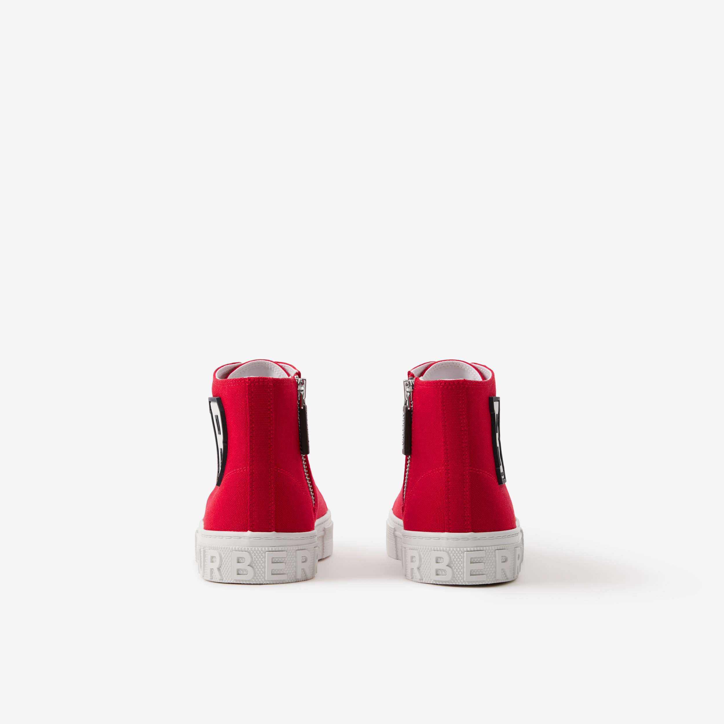 Letter Graphic Cotton High-top Sneakers in Bright Red - Children | Burberry® Official - 3