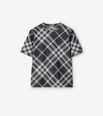 NWT BURBERRY popular Kabini Check Cuff Tee Black M