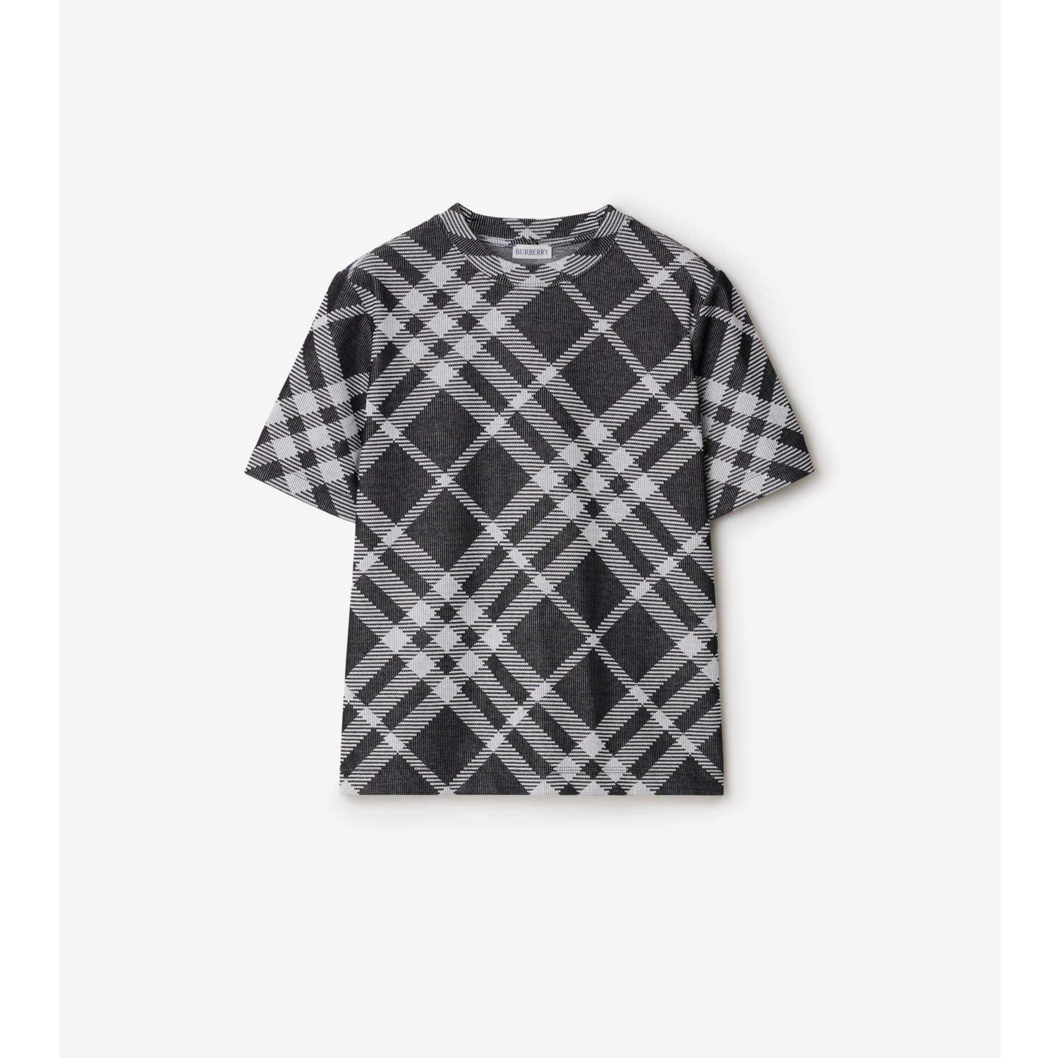 T-shirt en coton mélangé stretch Check