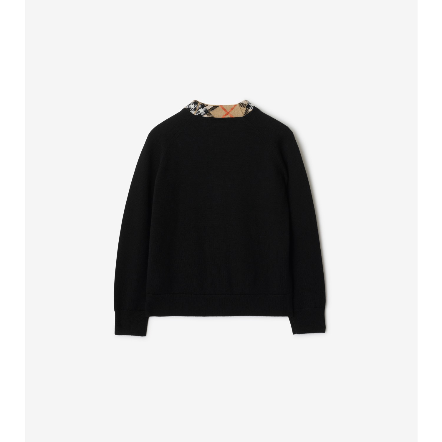 Check Trim Wool Cardigan