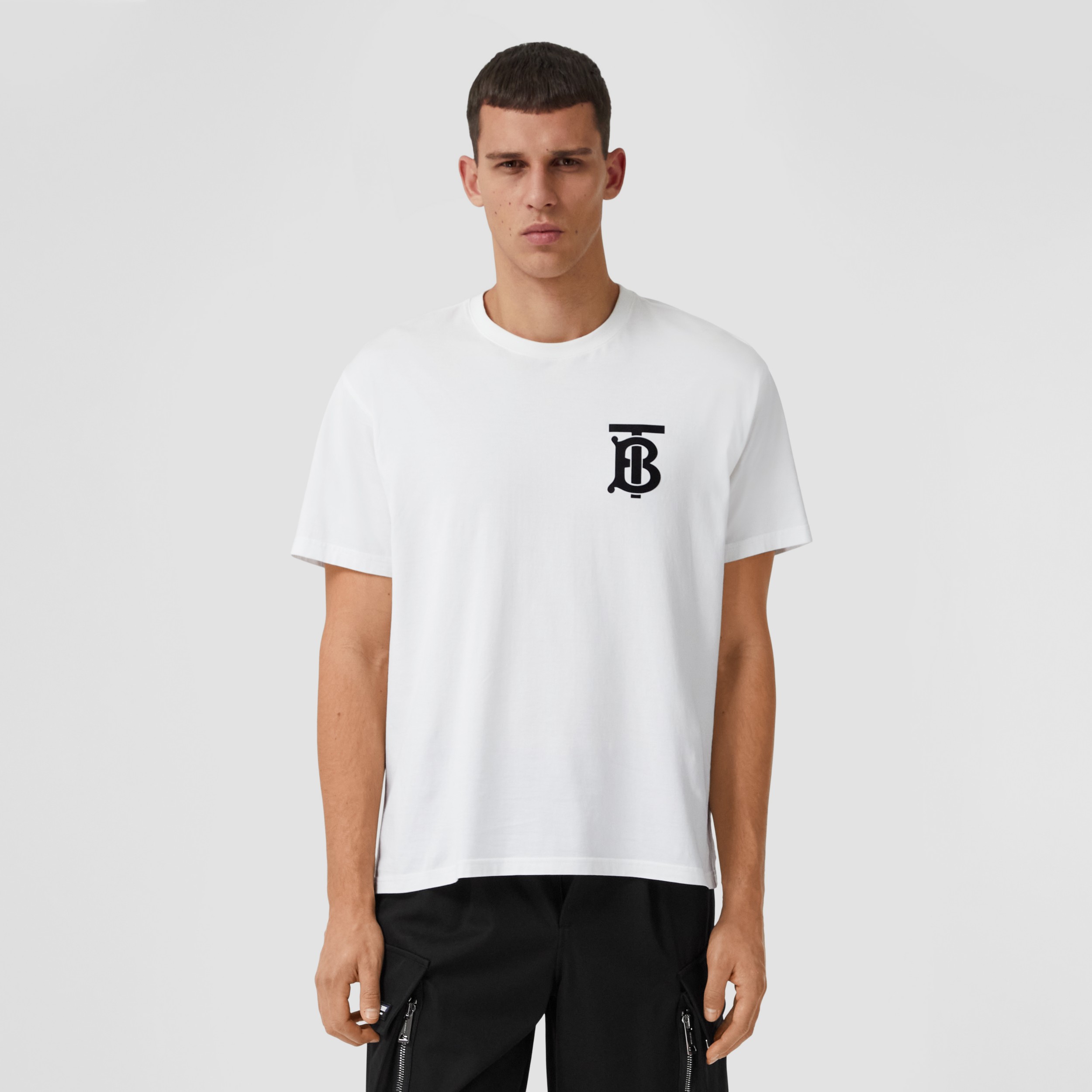 Monogram Motif Oversized T-shirt in White - Men | Burberry® Official
