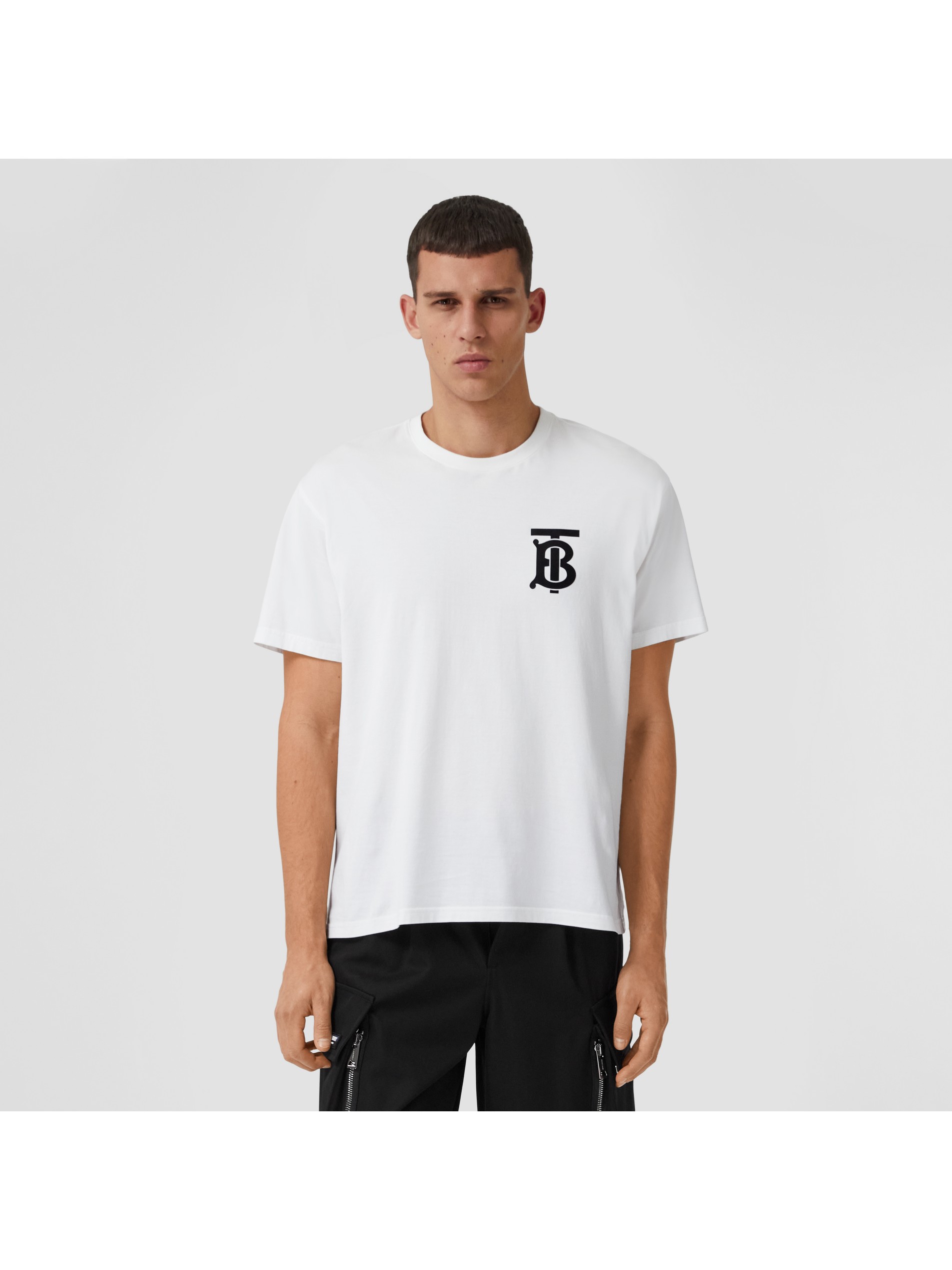 专属标识图案棉质宽松 t 恤衫 (白色) - 男士 | burberry 博柏利