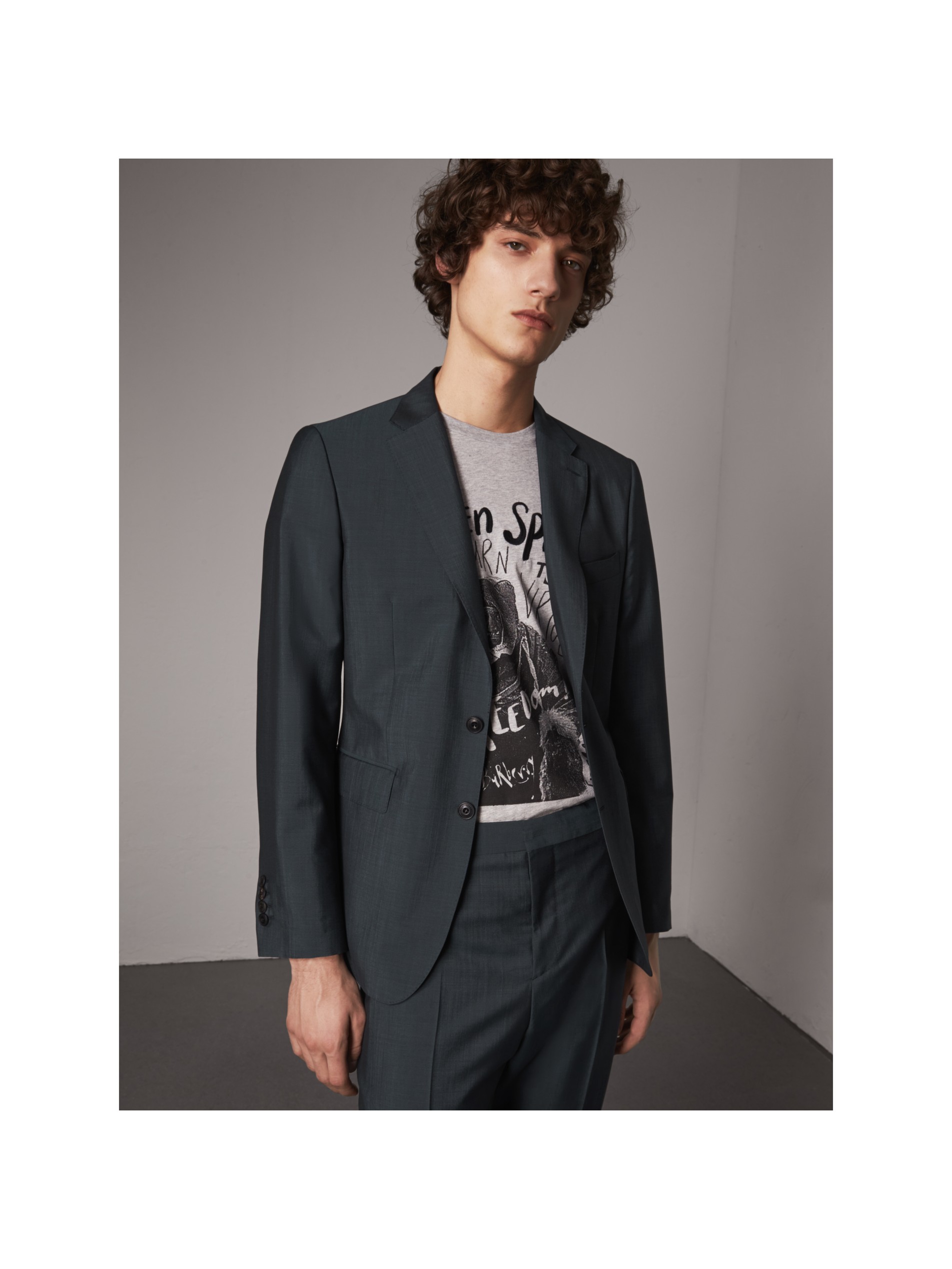 soho 版型羊毛混纺西装 (石油蓝) - 男士 | burberry 博柏利