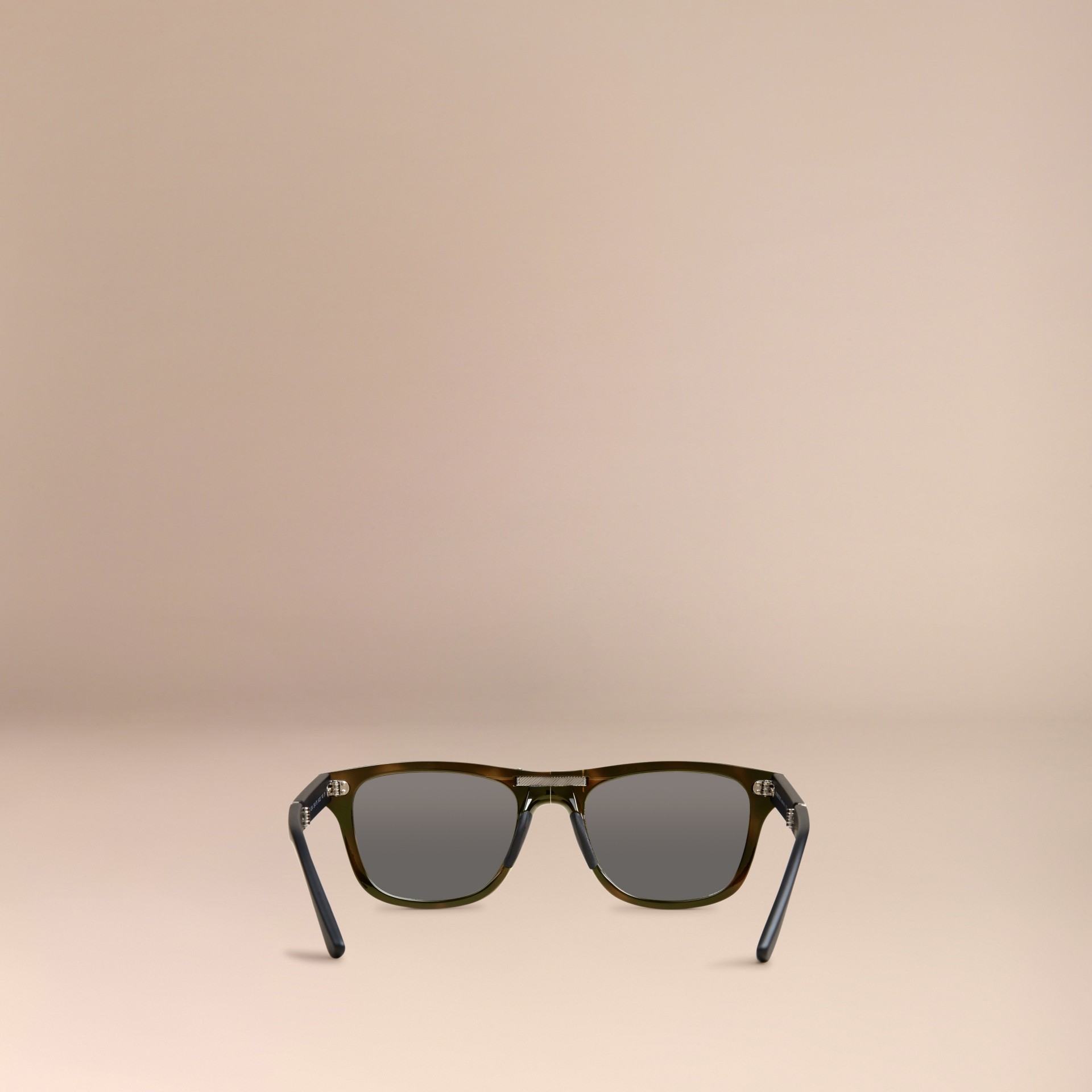 Folding Rectangular Frame Polarised Sunglasses in Grey Men Burberry