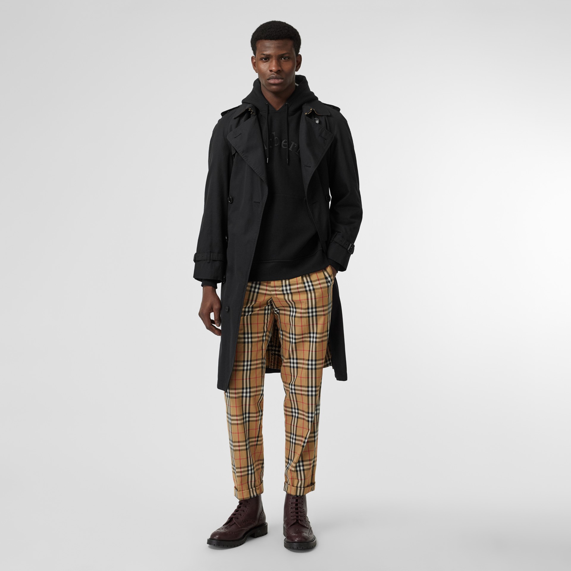 yellow and black check trousers