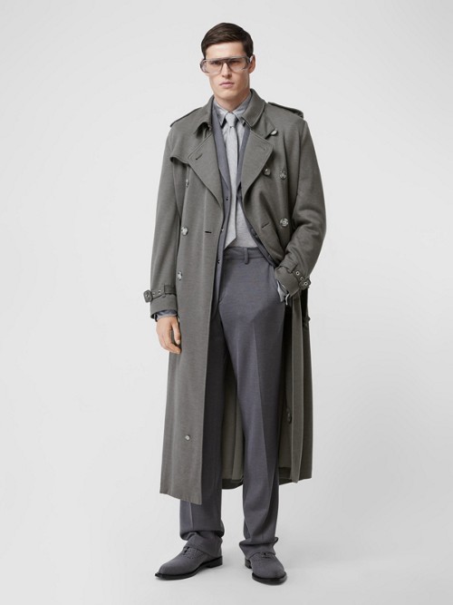 BURBERRY Cargo Pocket Detail Cashmere Silk Trench Coat