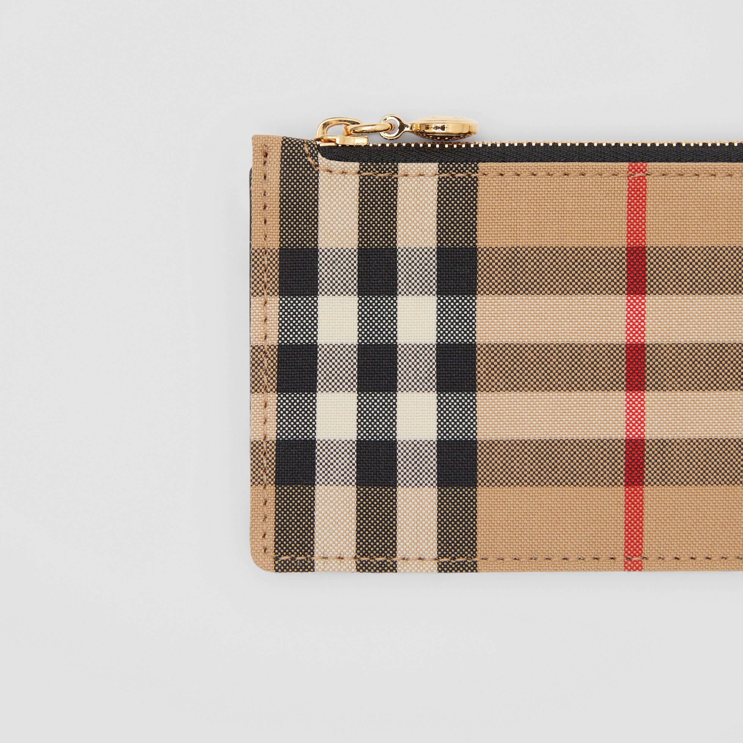 Vintage Check and Leather Zip Card Case in Black - Women | Burberry® Official - 2