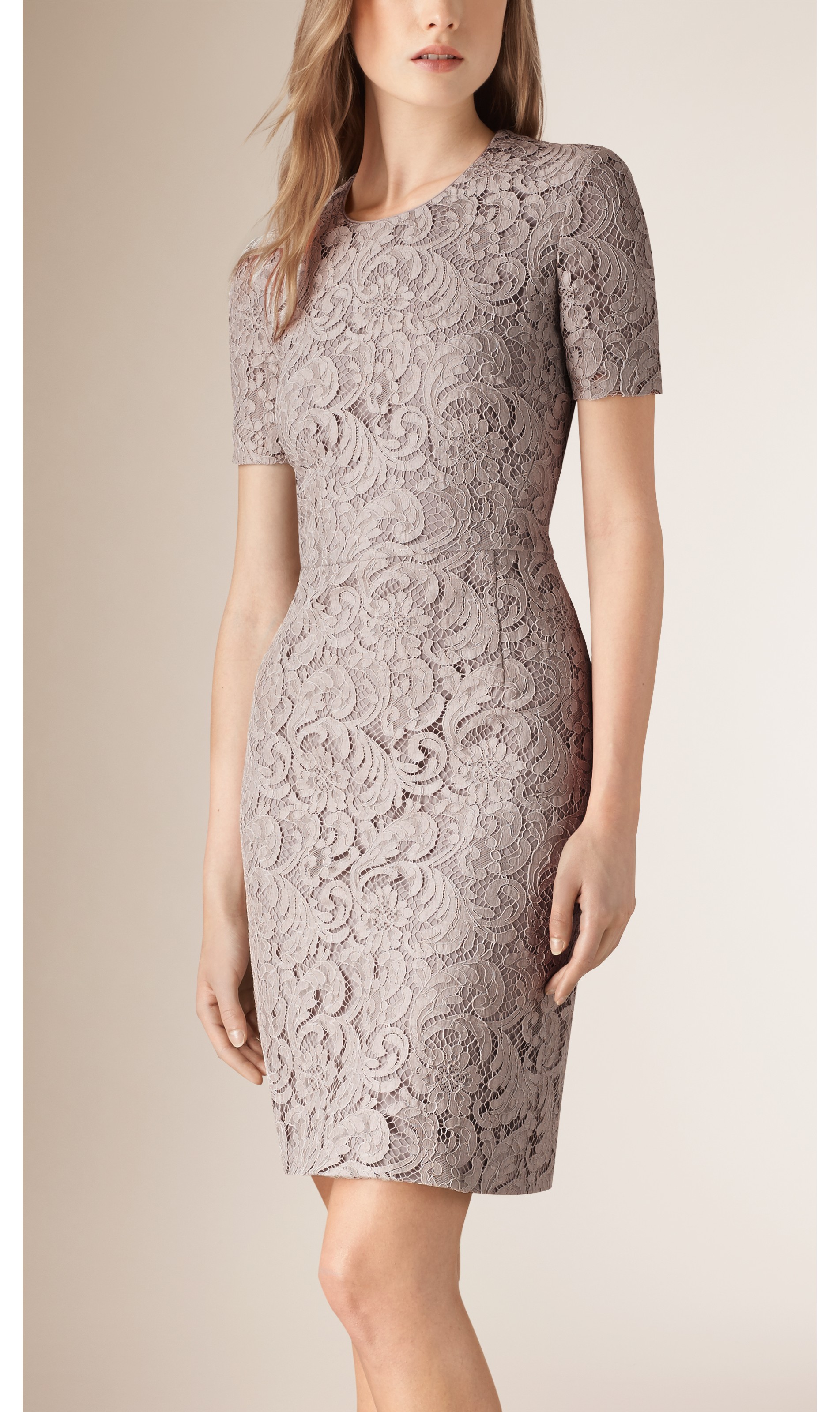 french lace shift dress in pale grey - women | burberry