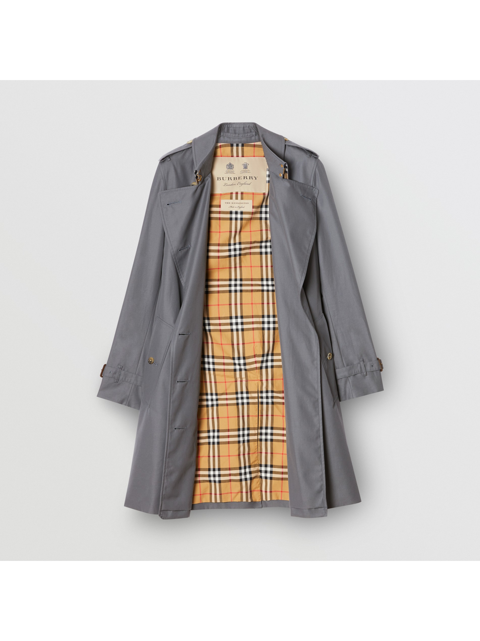 肯辛顿版型 - 中长款 heritage trench 风衣 (中灰色) | burberry