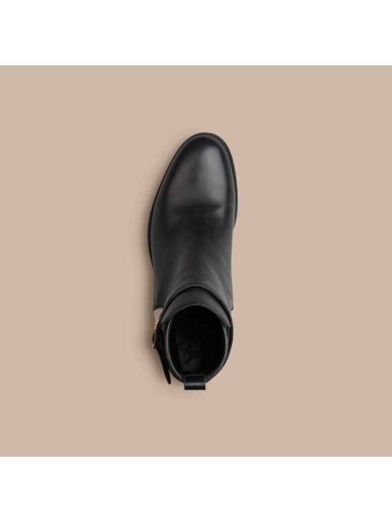 vintage check and leather ankle boots