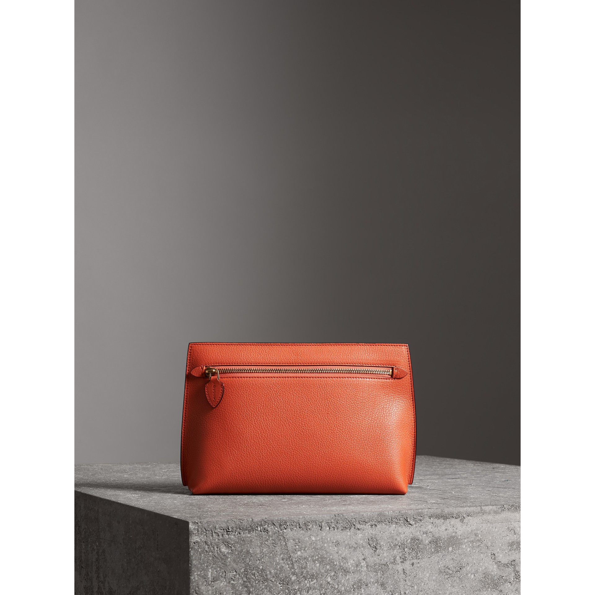Grainy Leather Wristlet Clutch in Clementine Women Burberry United