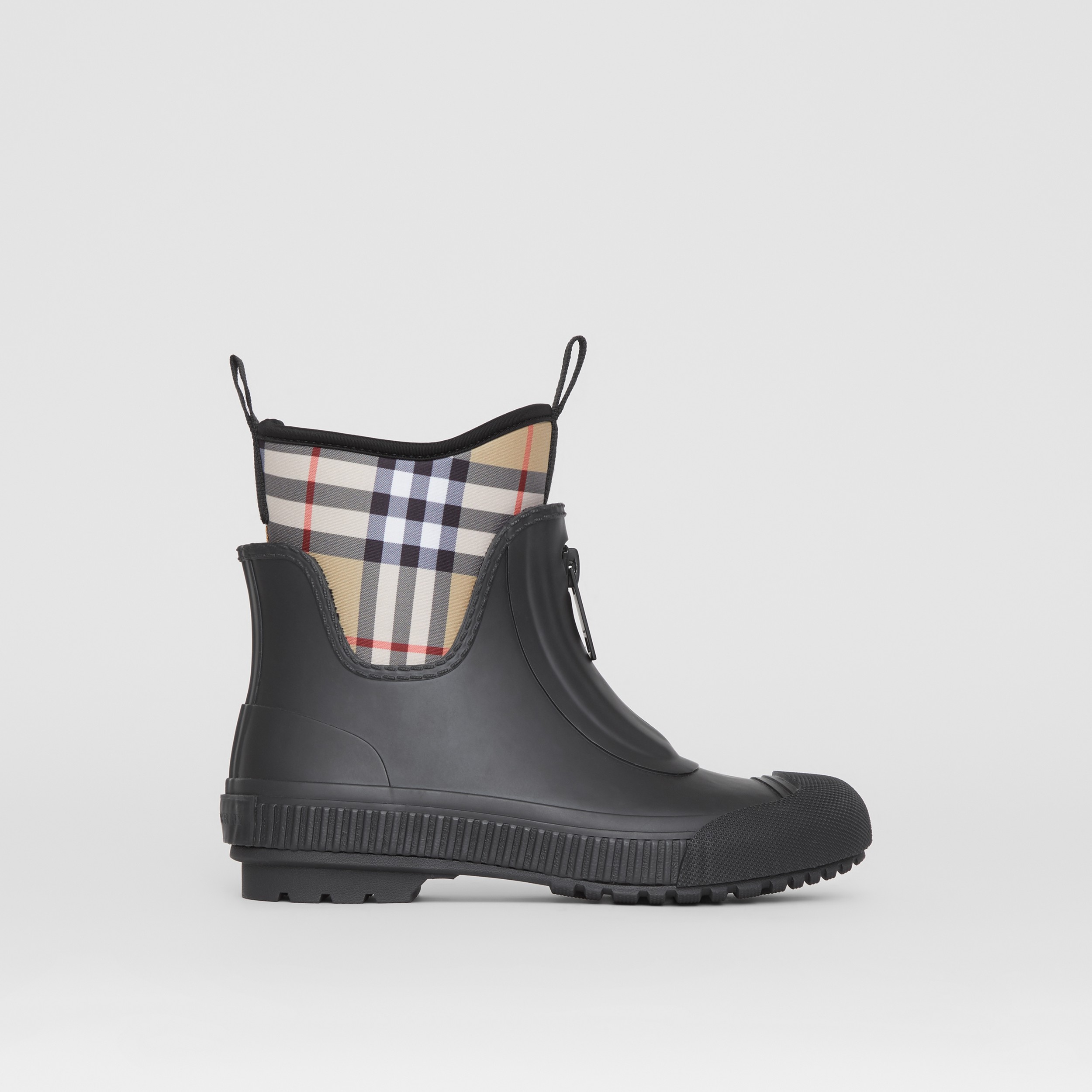 Vintage Check Neoprene and Rubber Rain Boots in Black - Women | Burberry® Official - 1