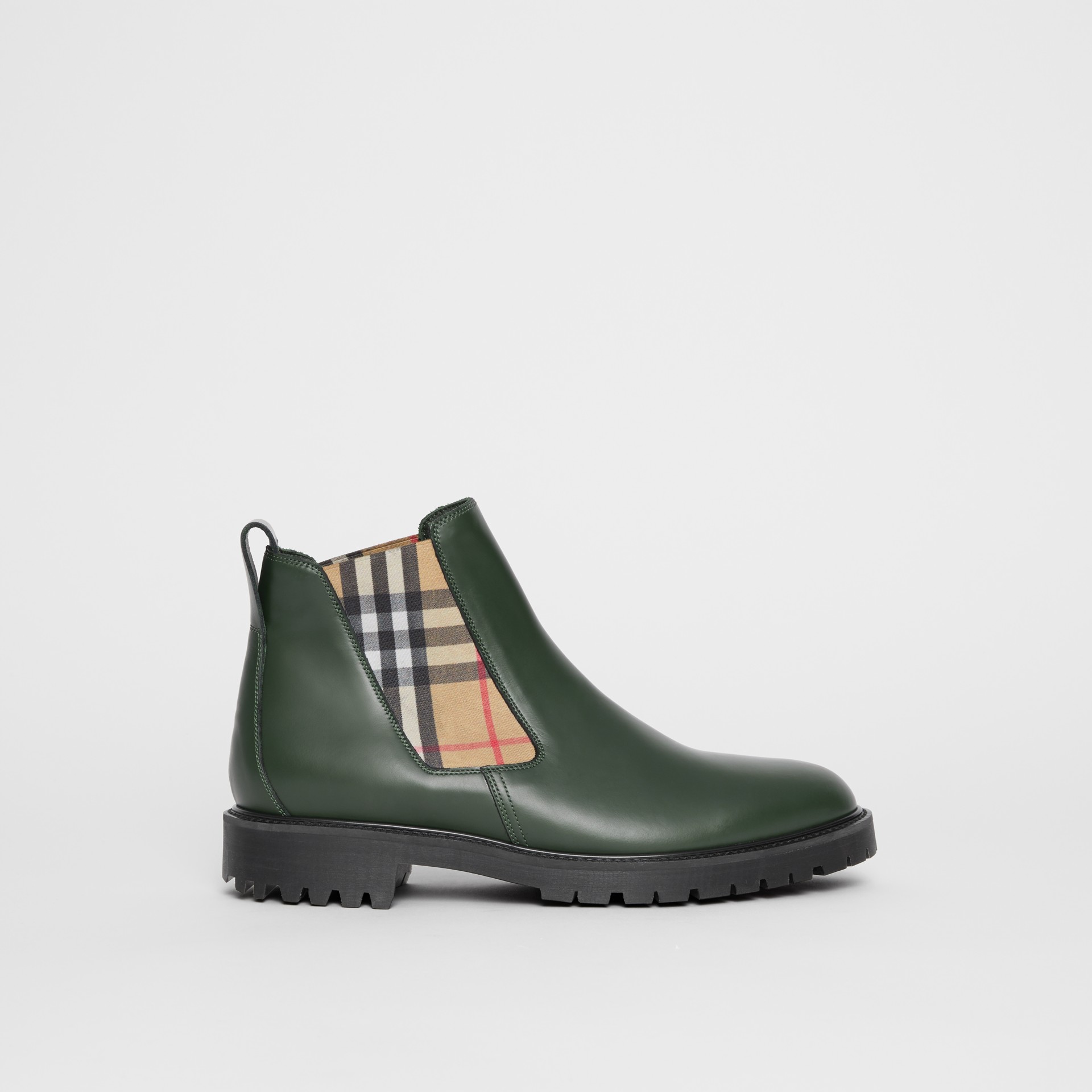 topshop square toe chunky chelsea boots in bottle green