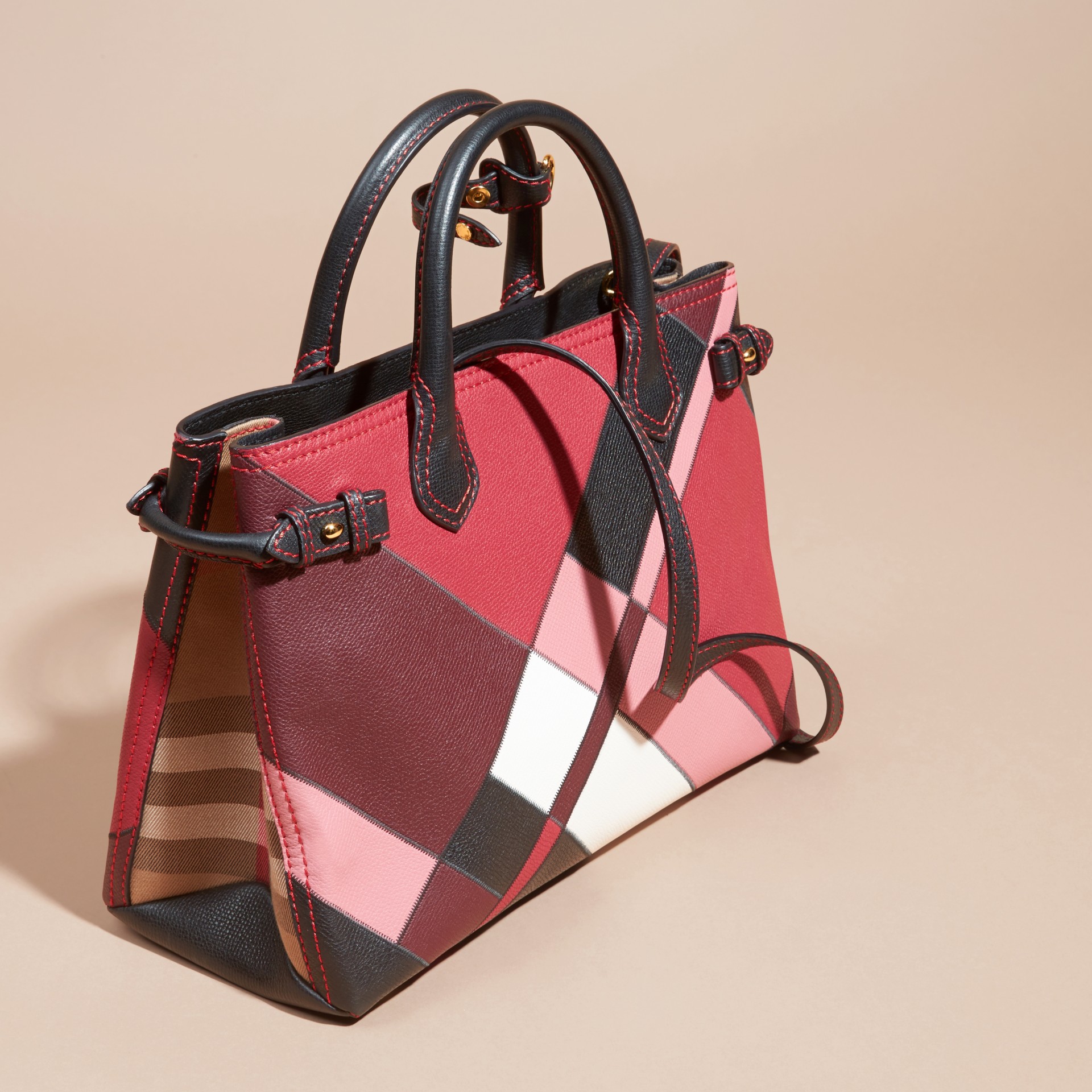 The Medium Banner in Colour Block Leather in Pink - Women | Burberry ...