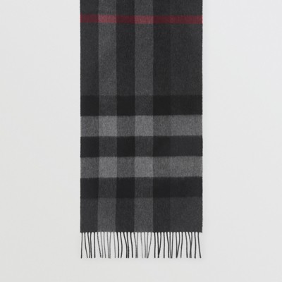 Check Cashmere Scarf in Charcoal | Burberry