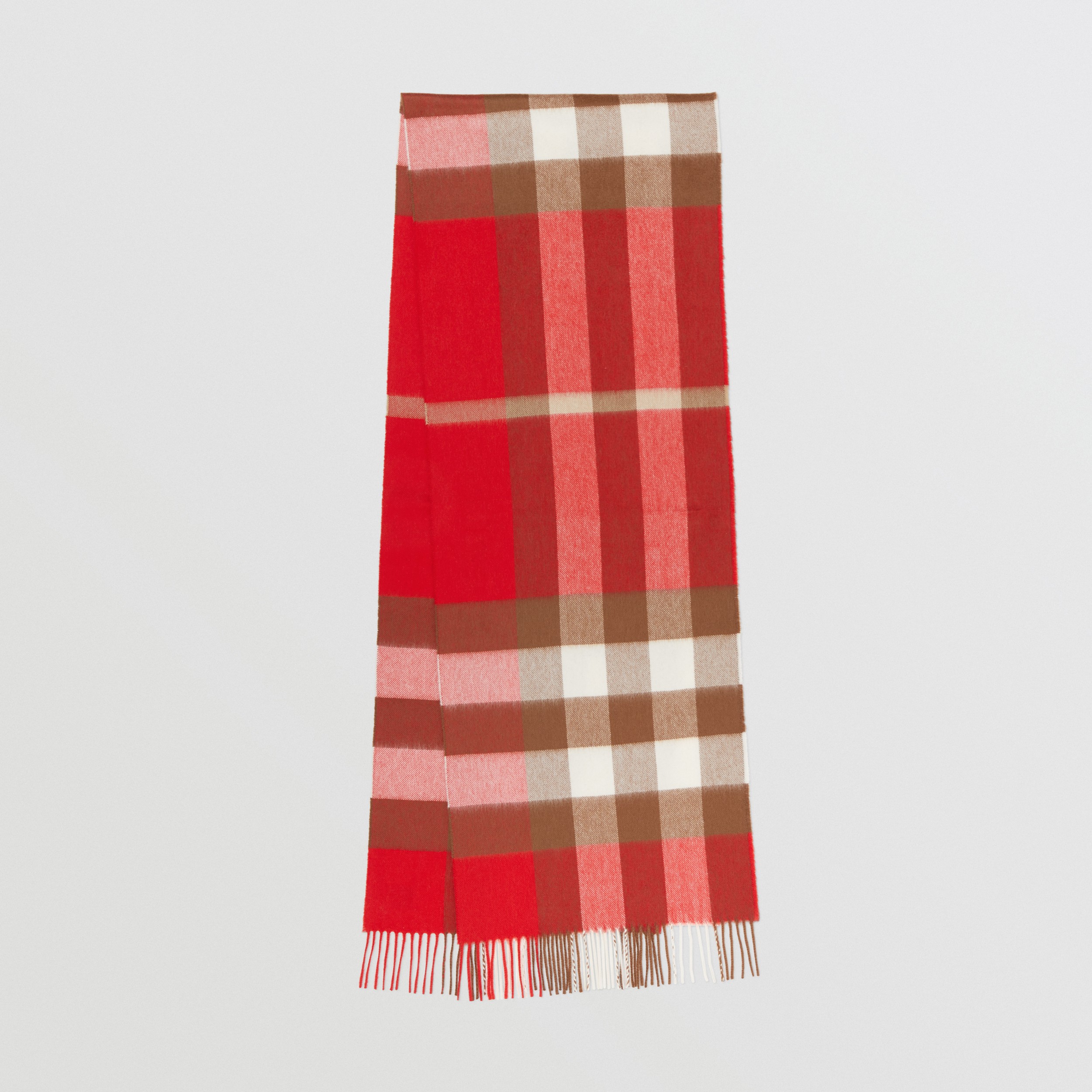 格纹羊绒围巾 (亮红色) | Burberry® 博柏利官网 - 1