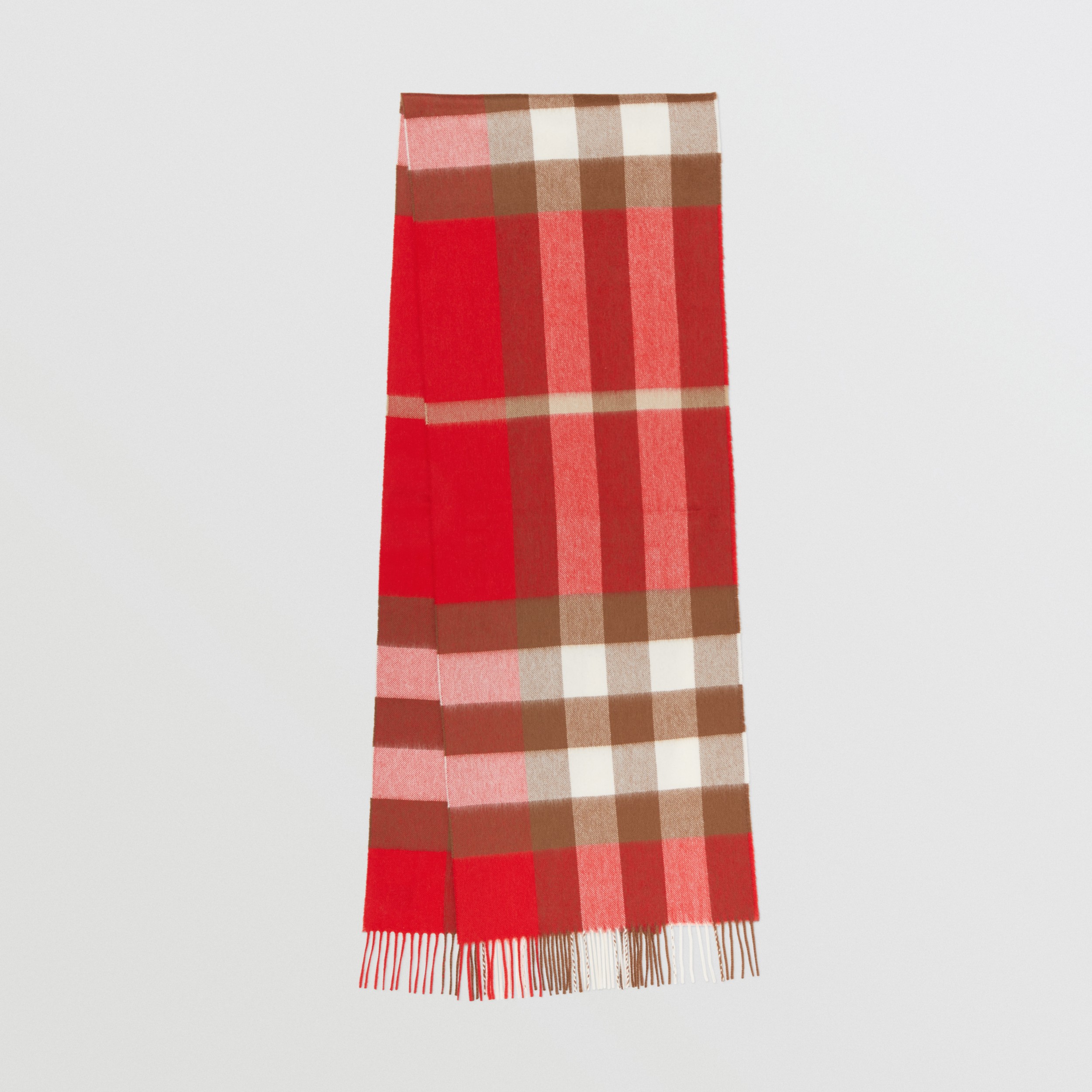 Check Cashmere Scarf in Bright Red | Burberry® Official