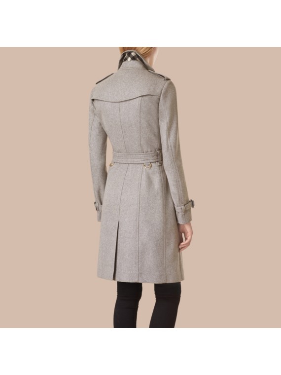 Sandringham Fit Cashmere Trench Coat Pale Grey | Burberry