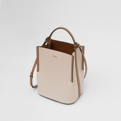 Small Two-tone Leather Peggy Bucket Bag 