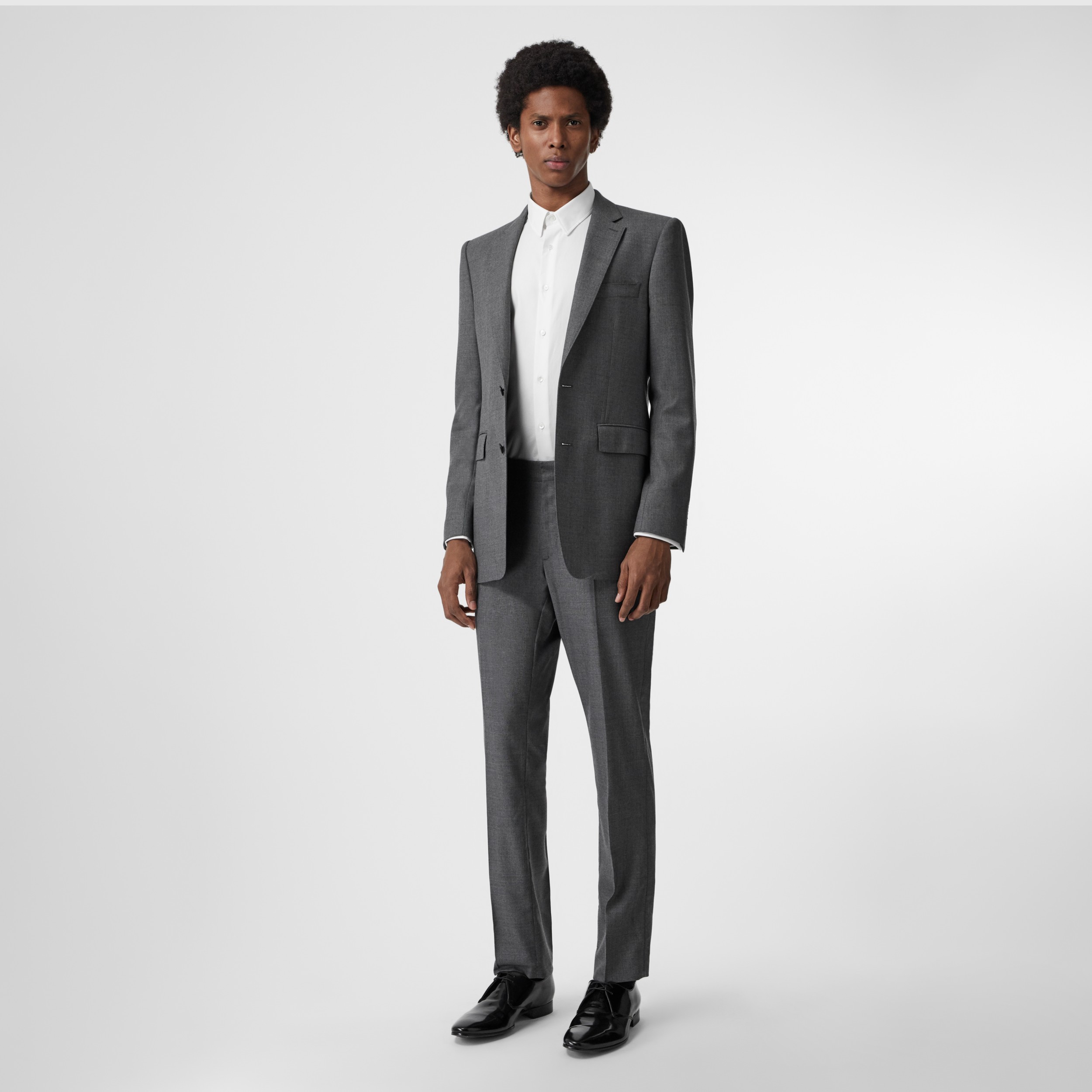 Classic Fit Sharkskin Wool Suit in Mid Grey Melange - Men | Burberry ...