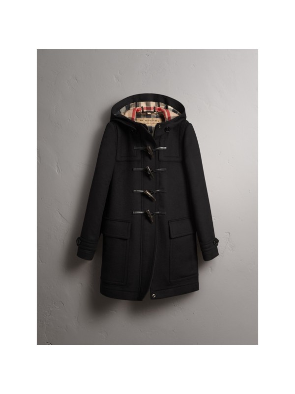 Wool Duffle Coat in Black Women Burberry United States