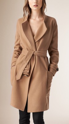 Camel Relaxed Fit Wool Cashmere Coat - Image 1