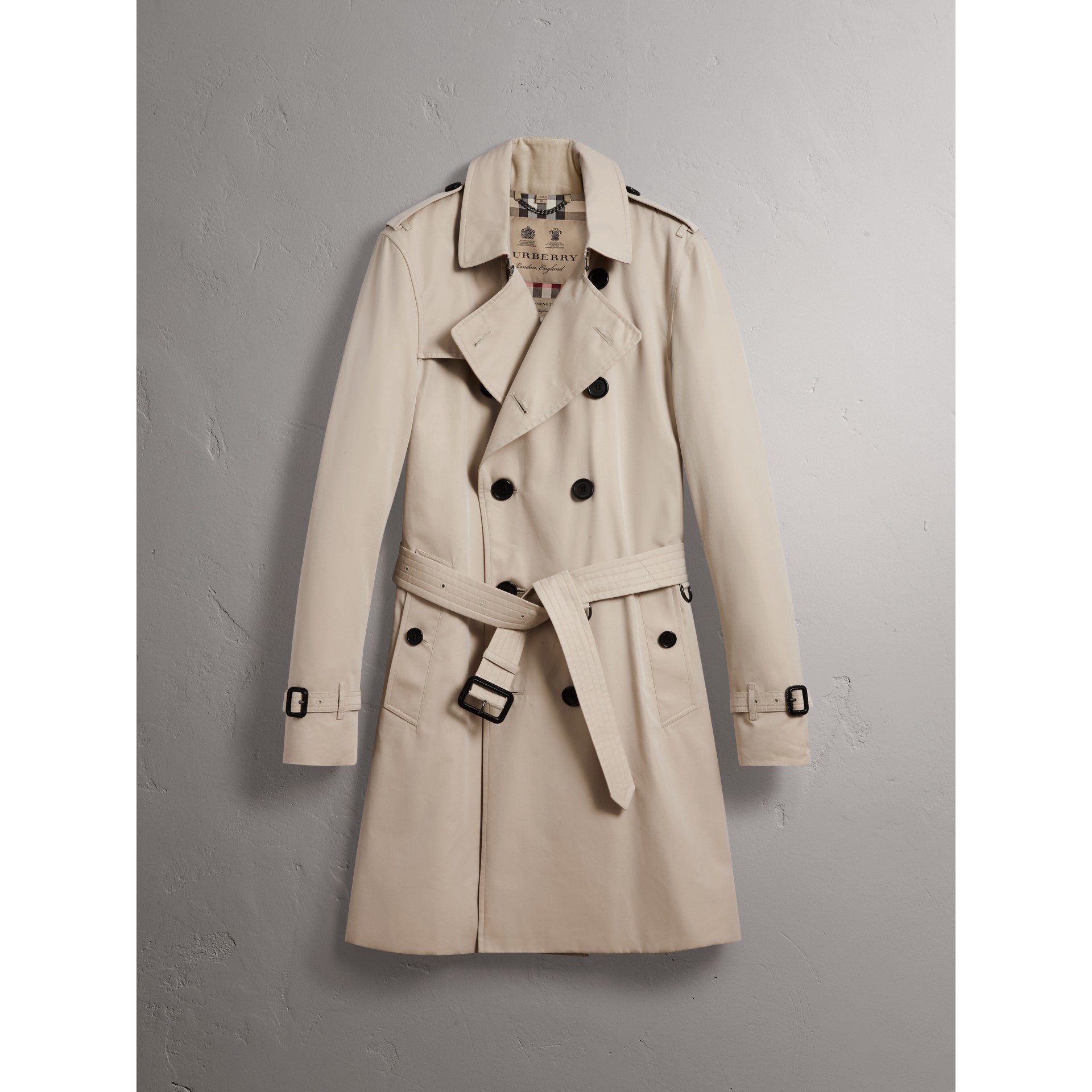 The Kensington Long Trench Coat in Stone Men Burberry United States